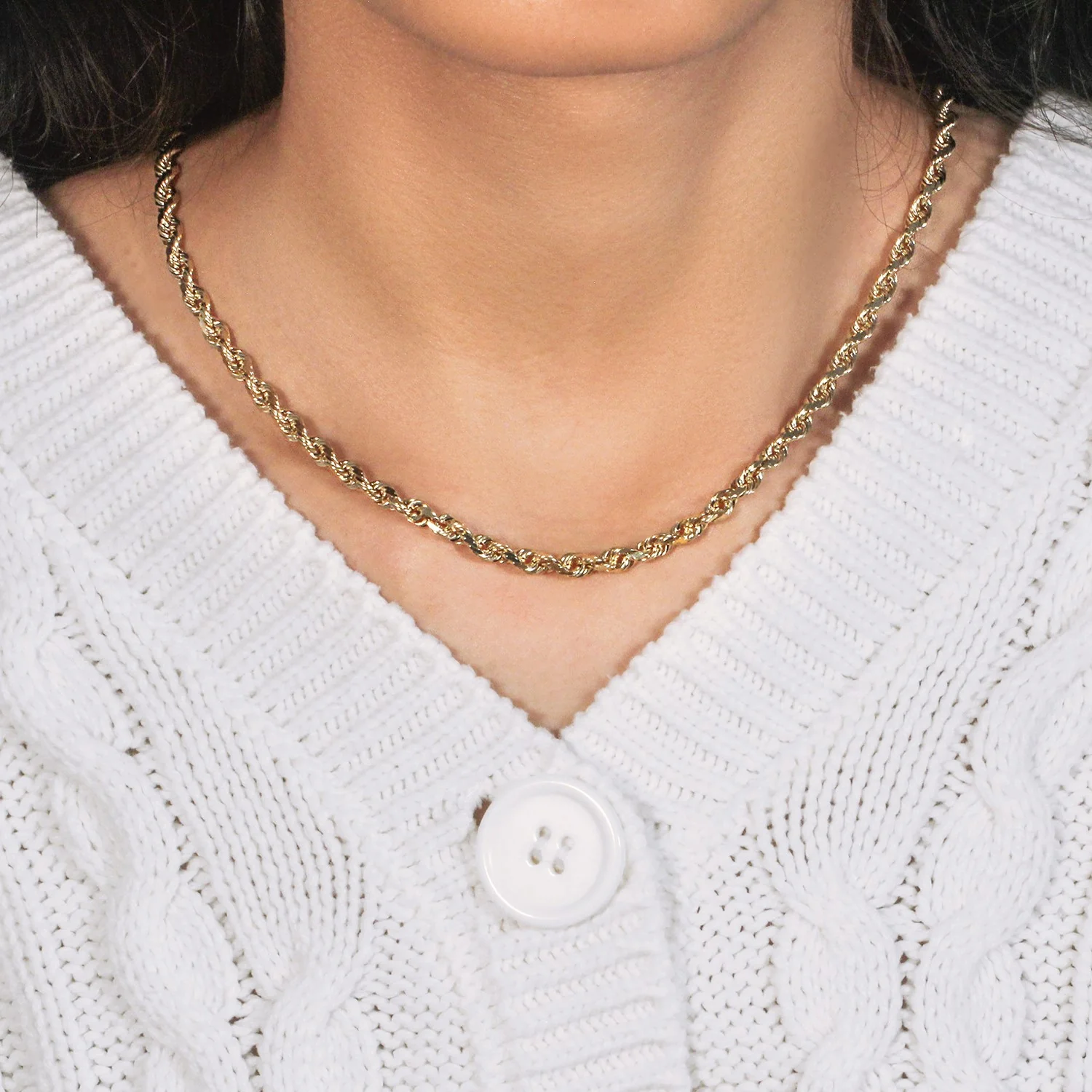 5.0mm 10k Yellow Gold Solid Diamond Cut Rope Chain - Image 9