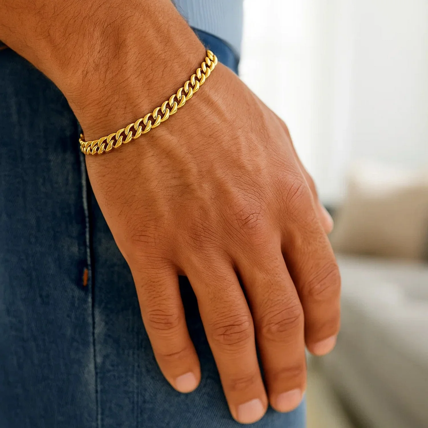 5.0mm 14k Yellow Gold Classic Miami Cuban Solid Bracelet - Image 6
