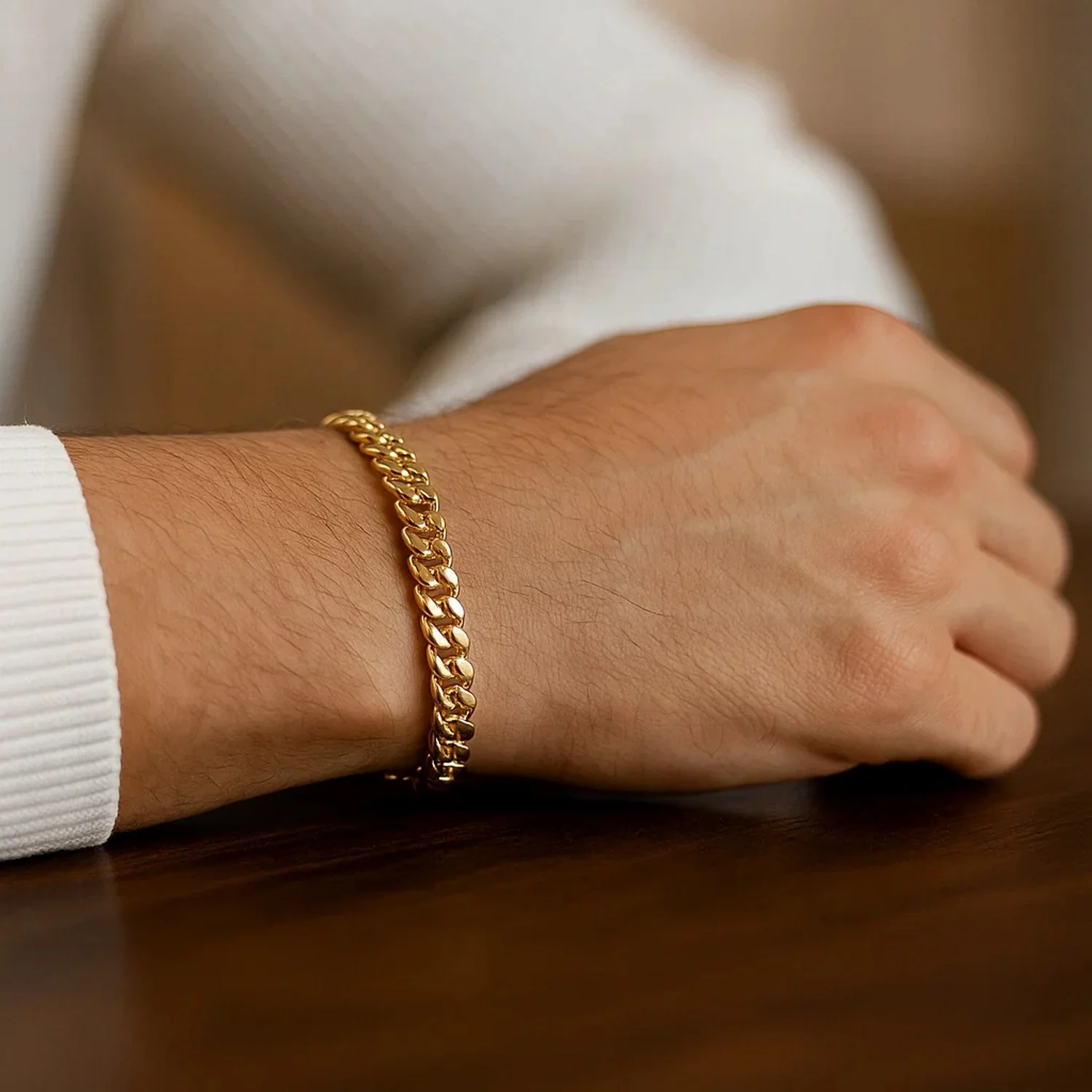 5.0mm 14k Yellow Gold Classic Miami Cuban Solid Bracelet - Image 7