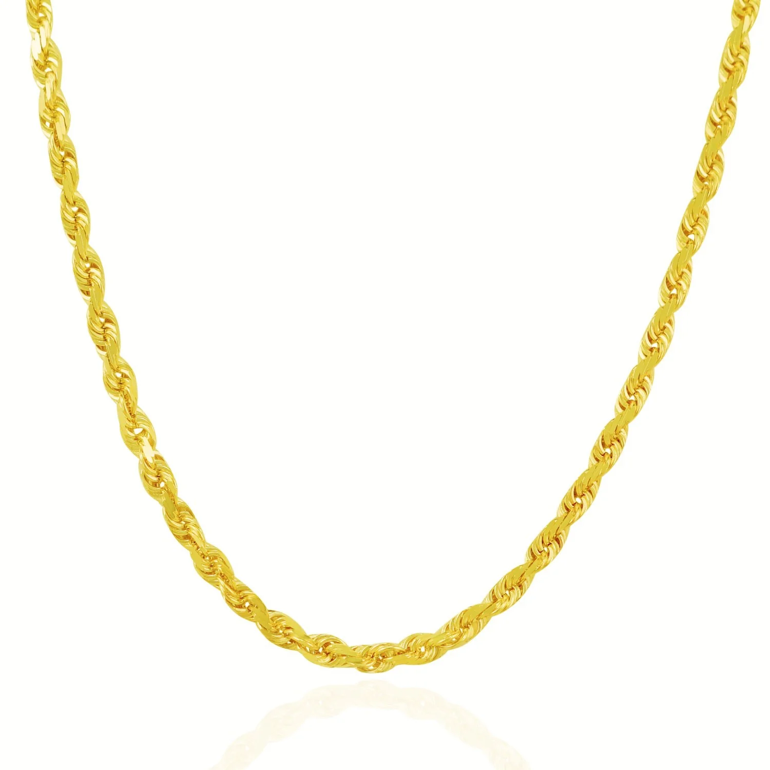 5.0mm 14k Yellow Gold Solid Diamond Cut Rope Chain - Image 2