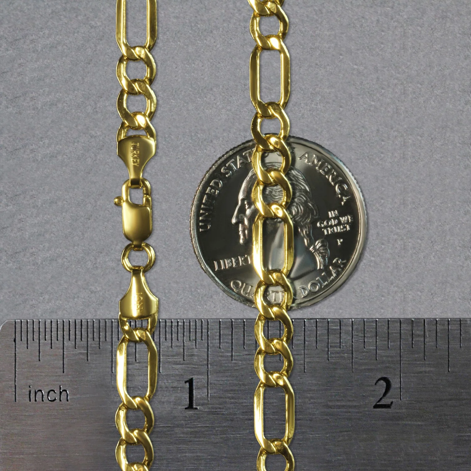5.4mm 10k Yellow Gold Lite Figaro Chain - Image 7