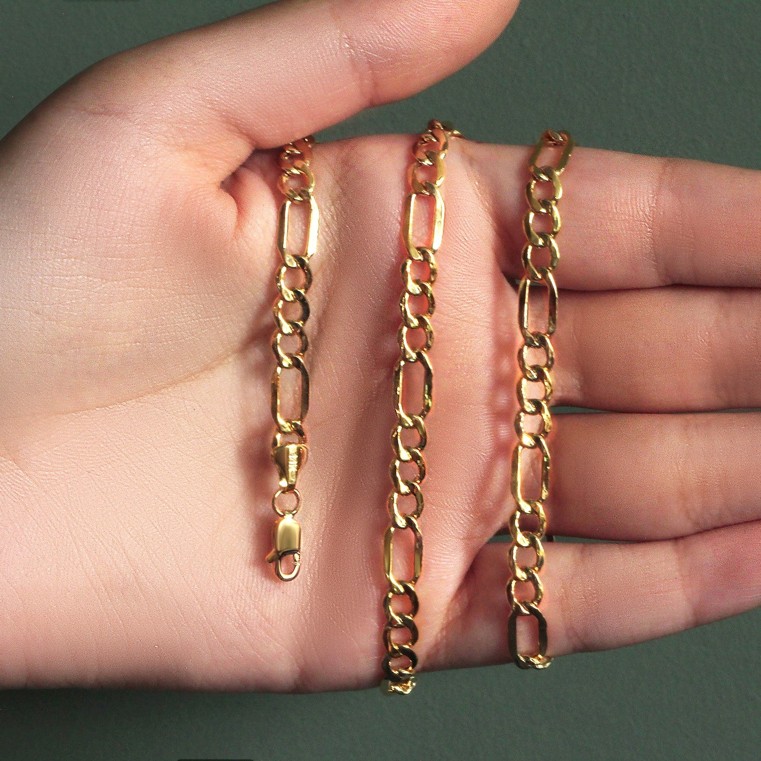 5.4mm 10k Yellow Gold Lite Figaro Chain - Image 8