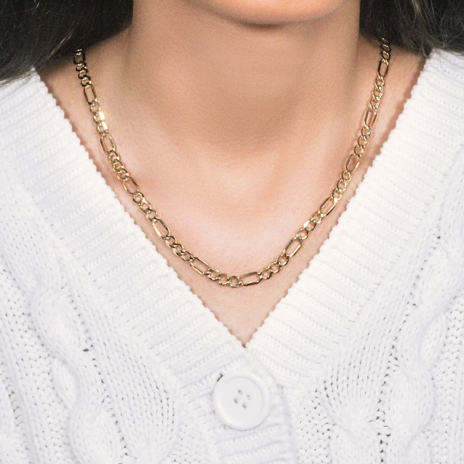 5.4mm 10k Yellow Gold Lite Figaro Chain - Image 9