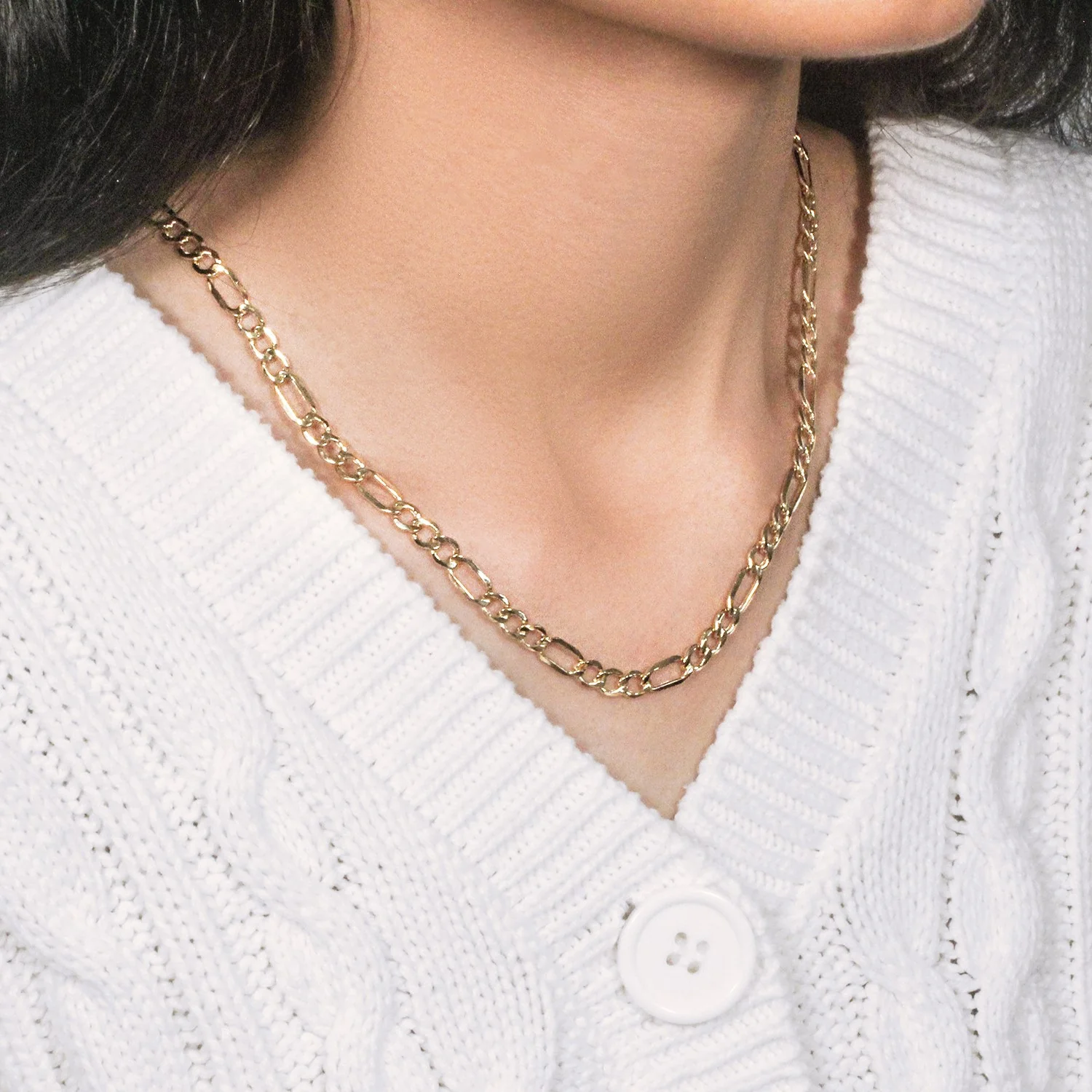 5.4mm 14k Yellow Gold Lite Figaro Chain - Image 10