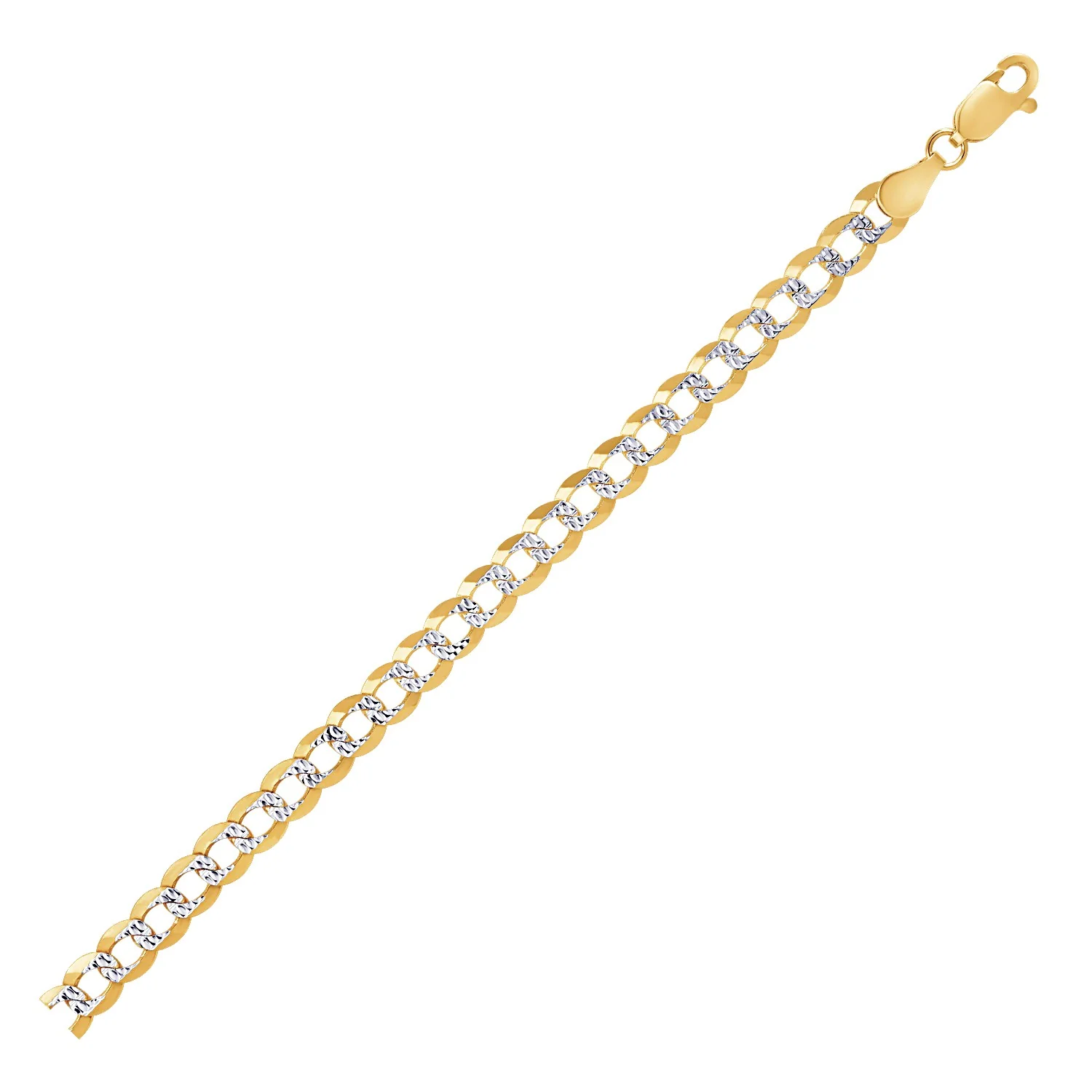 5.7mm 14k Two Tone Gold Pave Curb Chain - Image 2