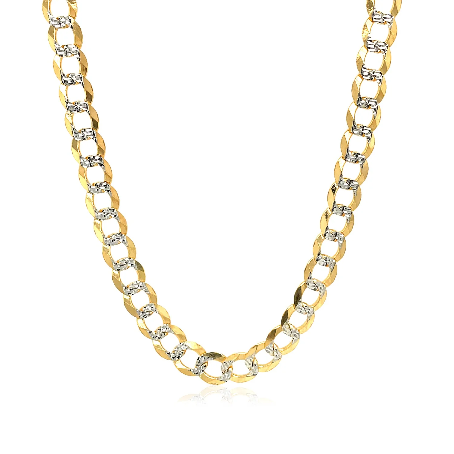 5.7mm 14k Two Tone Gold Pave Curb Chain - Image 3
