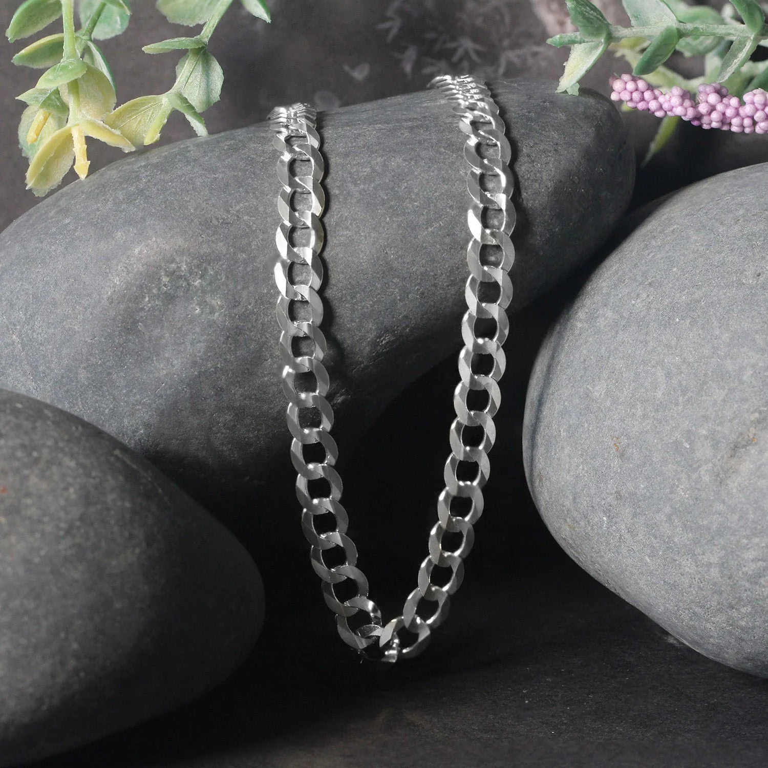 5.7mm 14k White Gold Solid Curb Chain - Image 4