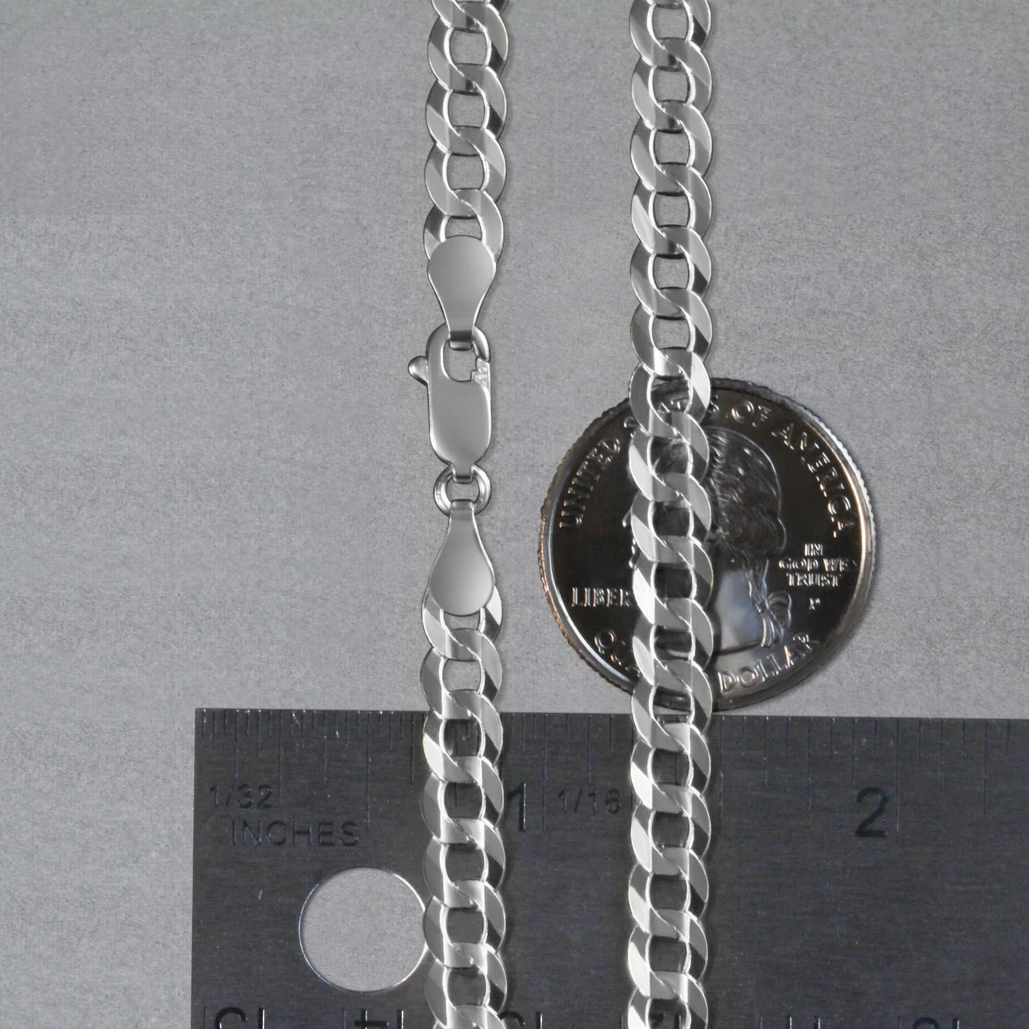 5.7mm 14k White Gold Solid Curb Chain - Image 6