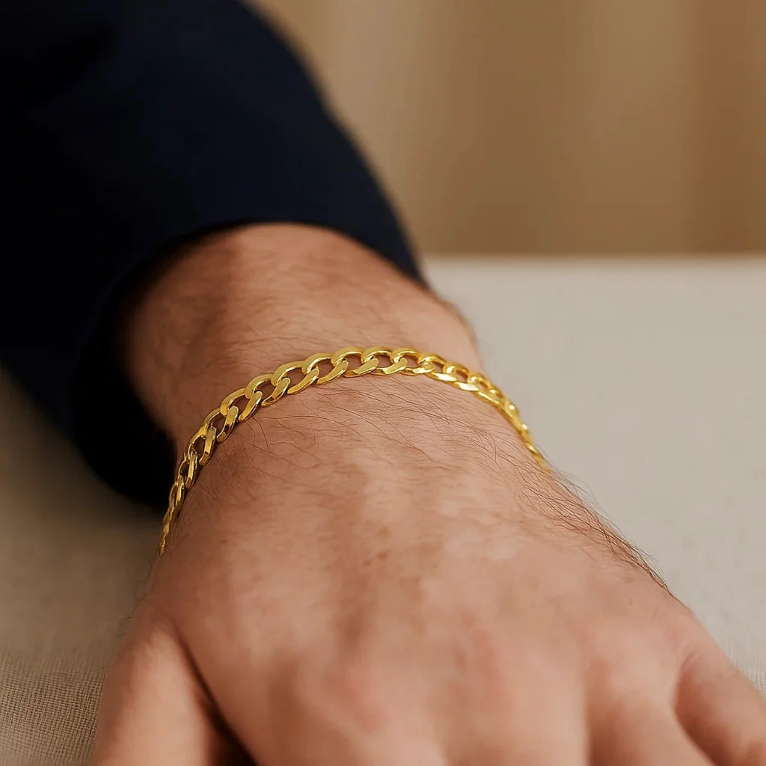 5.7mm 14k Yellow Gold Solid Curb Bracelet - Image 7