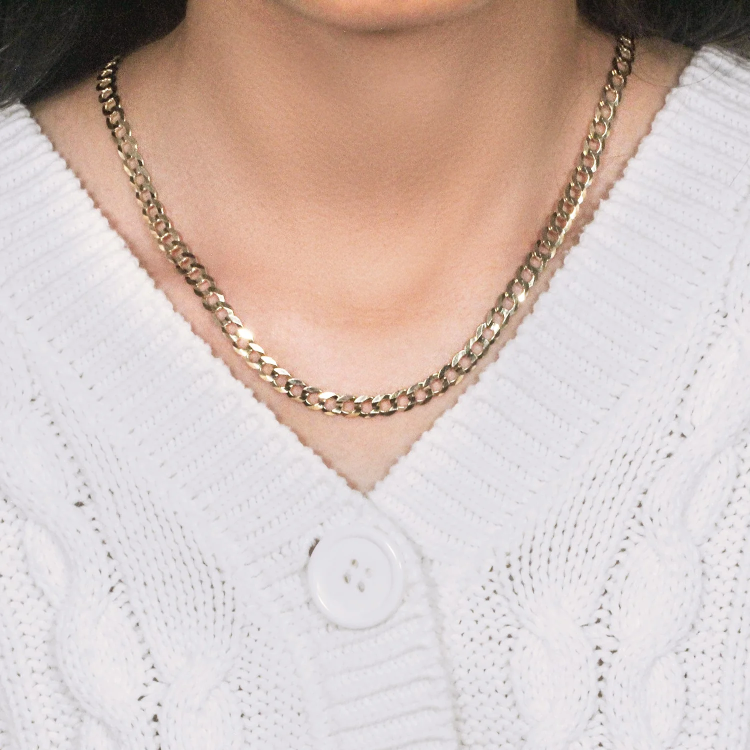 5.7mm 14k Yellow Gold Solid Curb Chain - Image 8