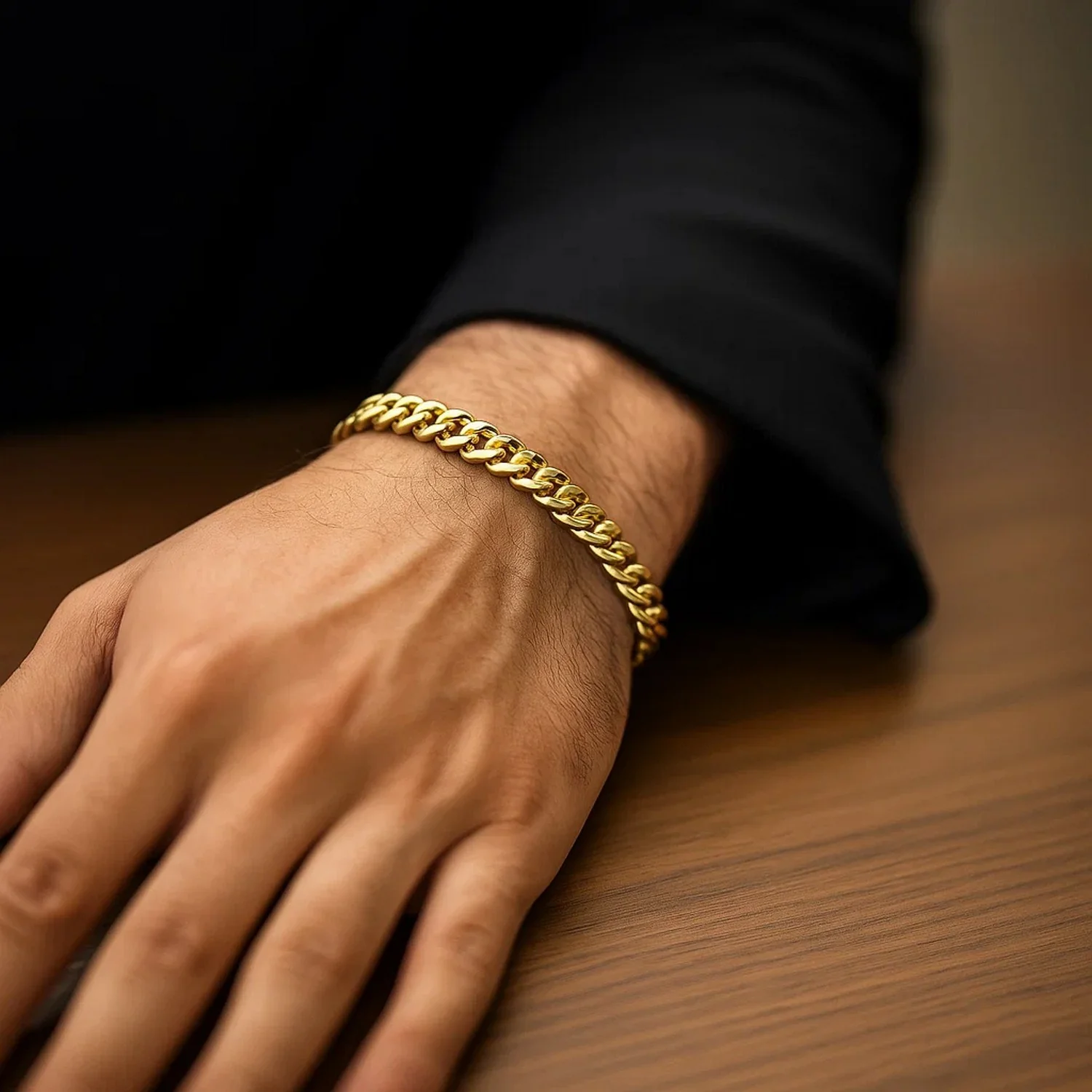 6.0mm 10k Yellow Gold Classic Miami Cuban Solid Bracelet - Image 5