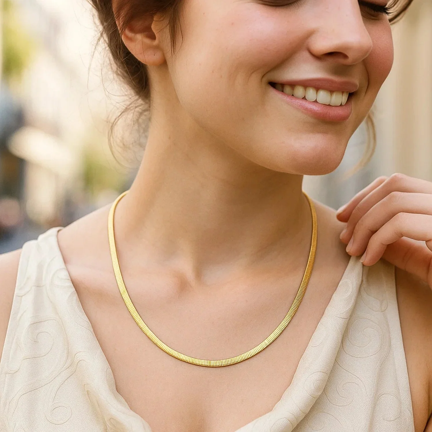 6.0mm 14k Two Tone Gold Reversible Omega Necklace - Image 17