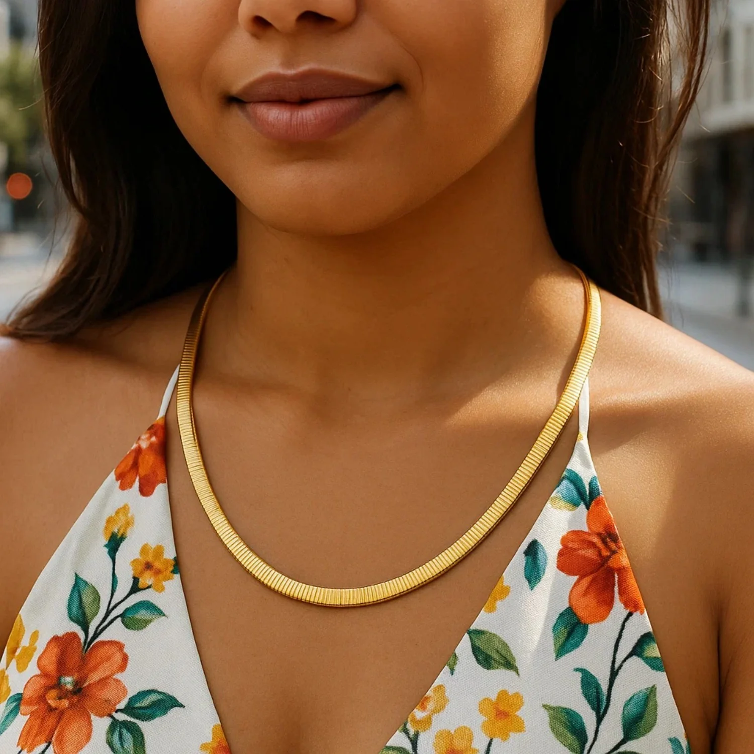 6.0mm 14k Two Tone Gold Reversible Omega Necklace - Image 18