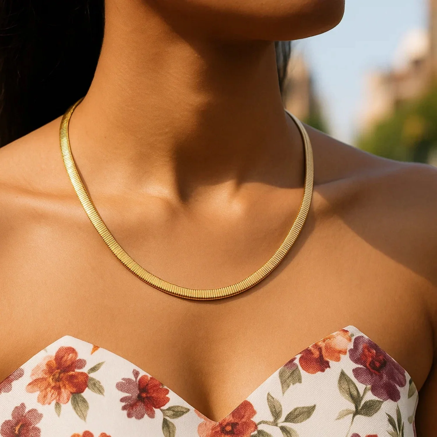 6.0mm 14k Two Tone Gold Reversible Omega Necklace - Image 25