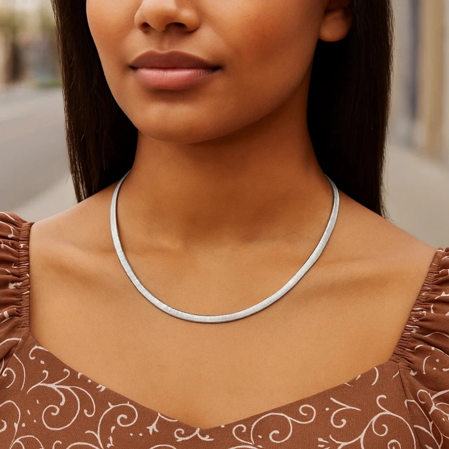 6.0mm 14k Two Tone Gold Reversible Omega Necklace - Image 27