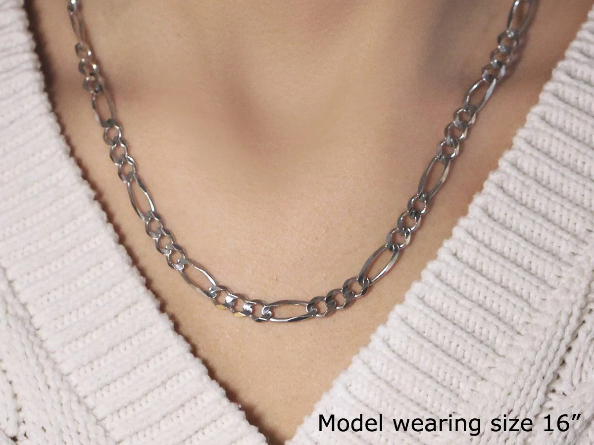 6.0mm 14k White Gold Solid Figaro Chain - Image 7