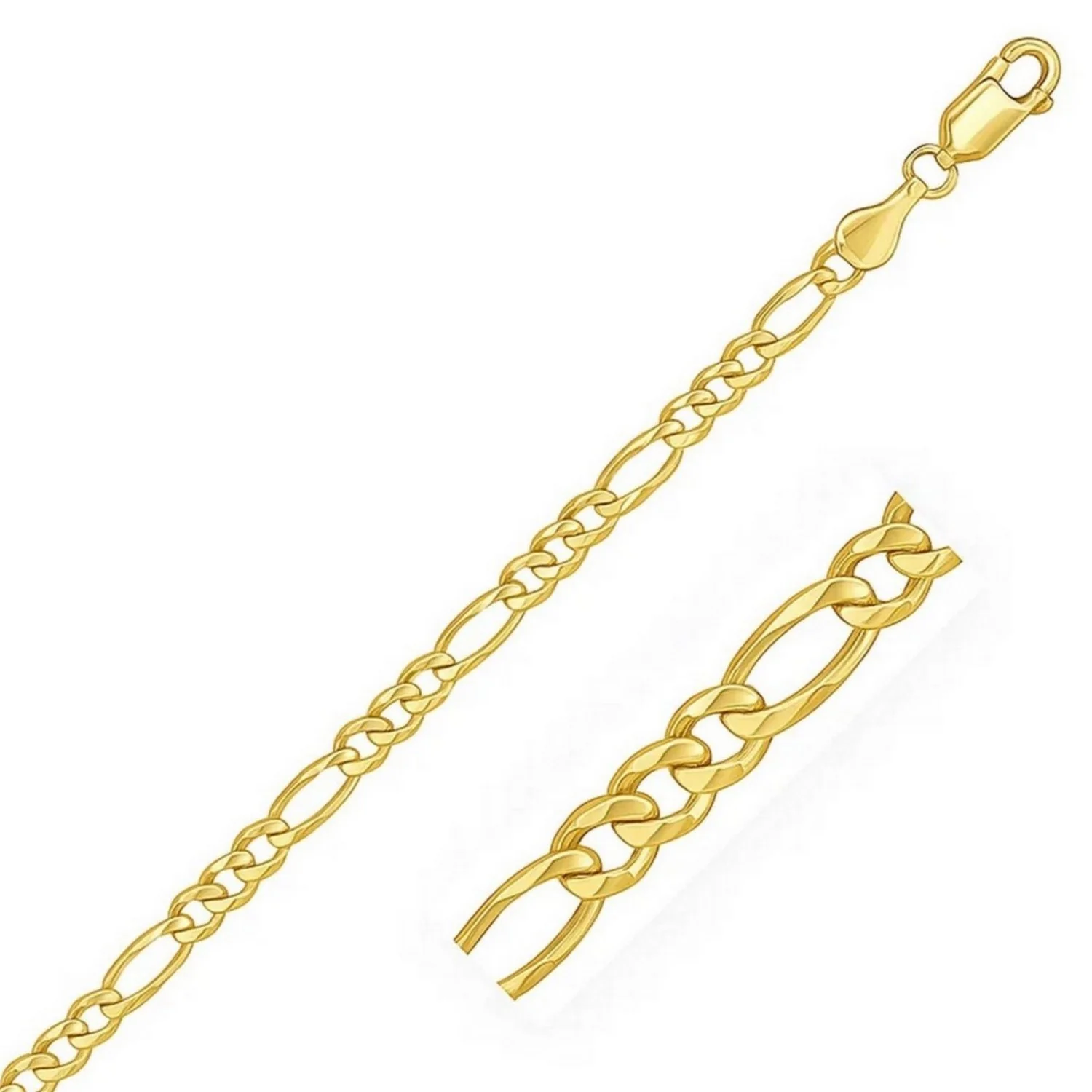 6.0mm 14k Yellow Gold Solid Figaro Chain - Image 4