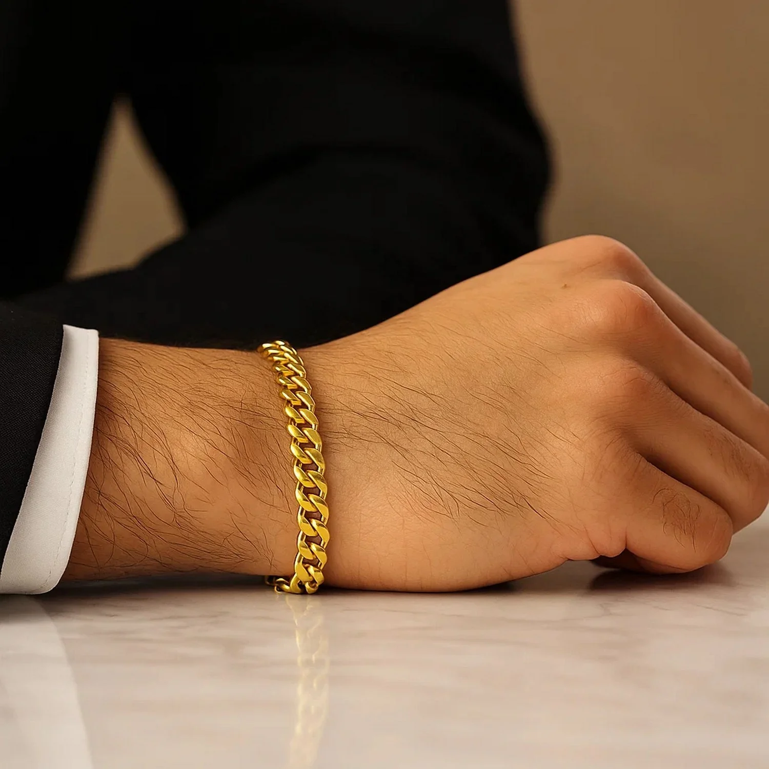 6.15mm 10k Yellow Gold Semi Solid Miami Cuban Bracelet - Image 5