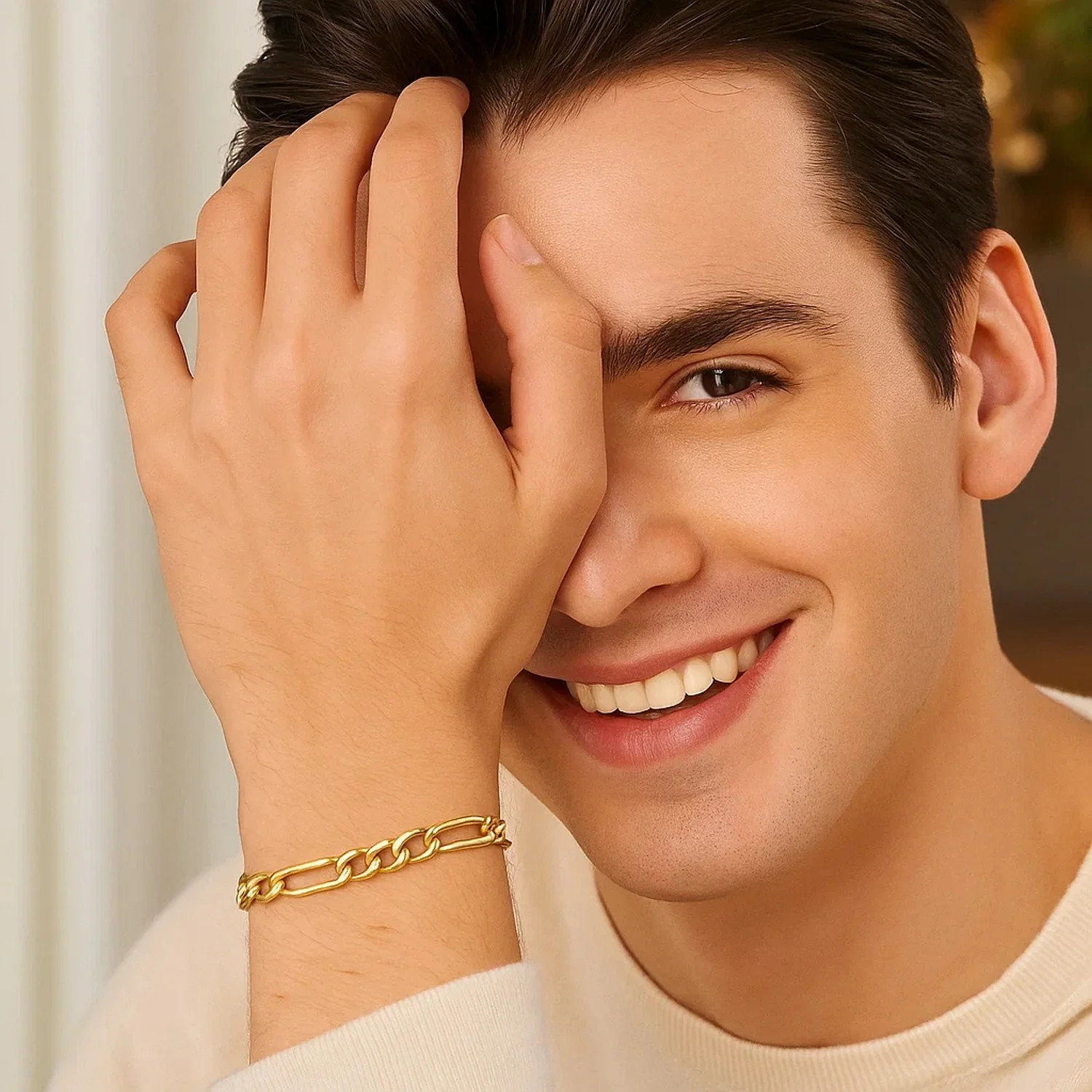 6.5mm 10k Yellow Gold Lite Figaro Bracelet - Image 16