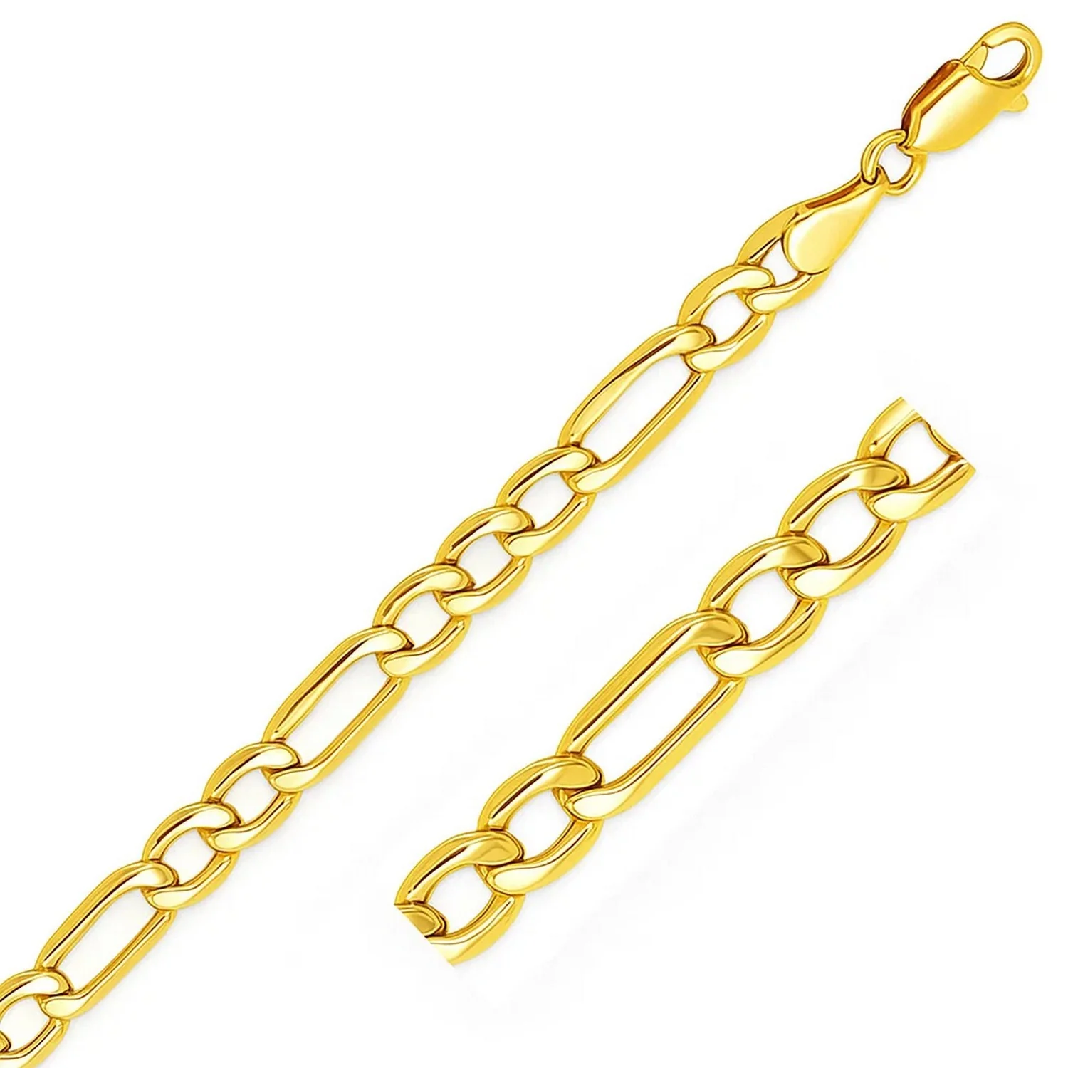 6.5mm 10k Yellow Gold Lite Figaro Bracelet - Image 3