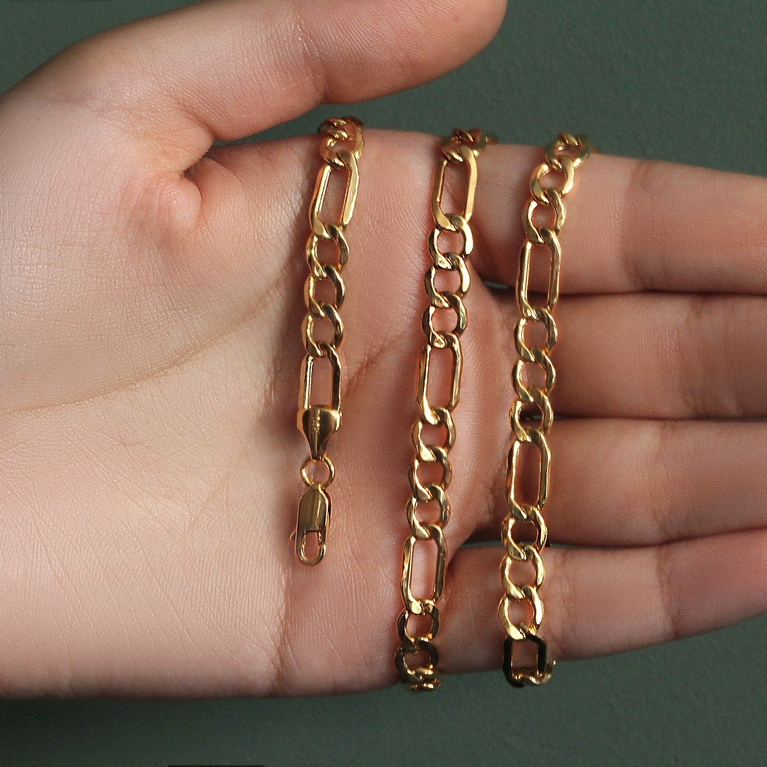 6.5mm 10k Yellow Gold Lite Figaro Chain - Image 8