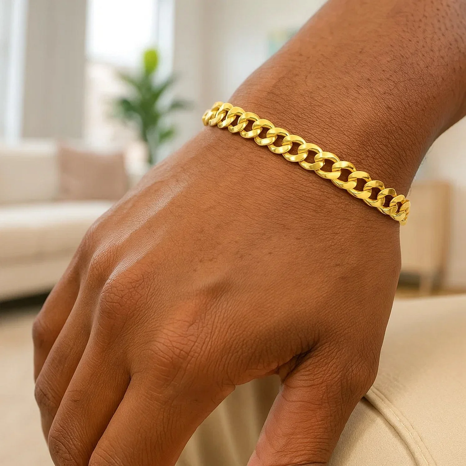 6.6mm 10k Yellow Gold Semi Solid Miami Cuban Bracelet - Image 4