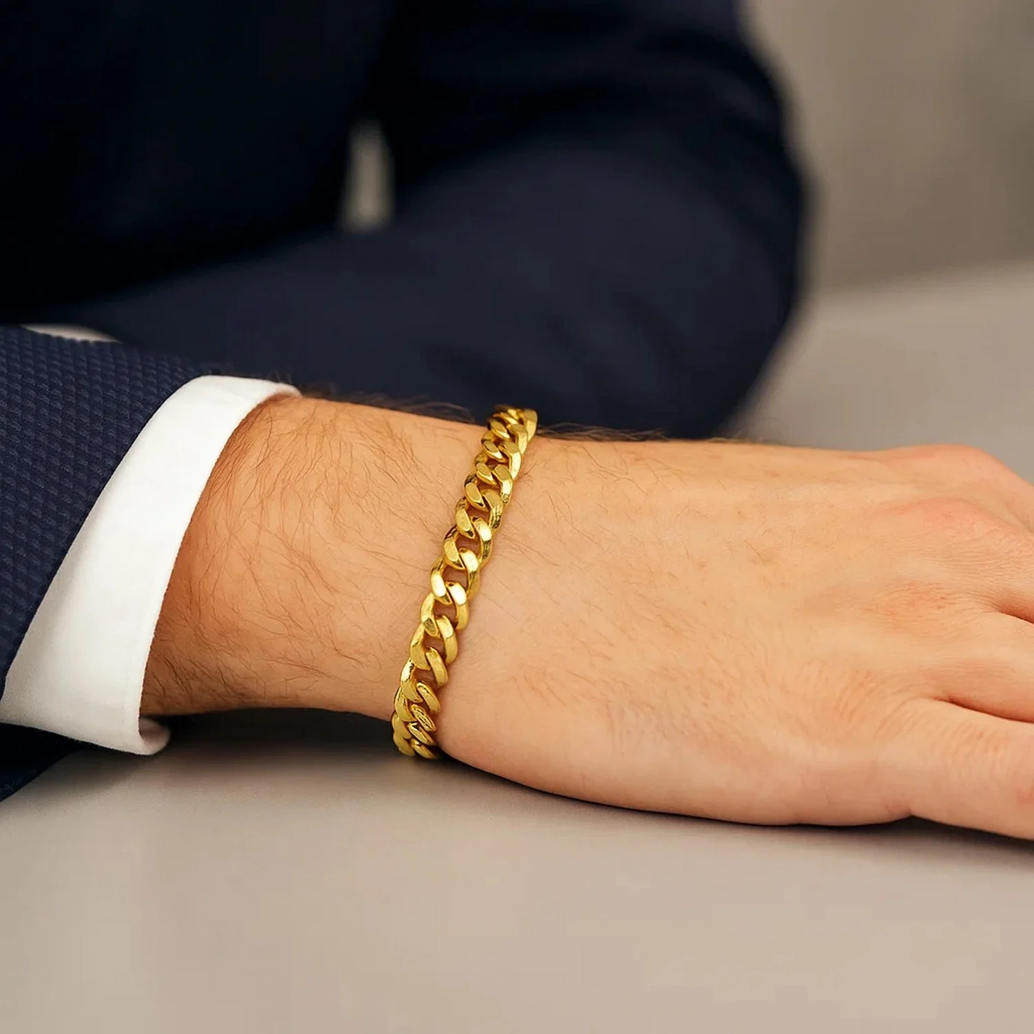6.6mm 10k Yellow Gold Semi Solid Miami Cuban Bracelet - Image 5