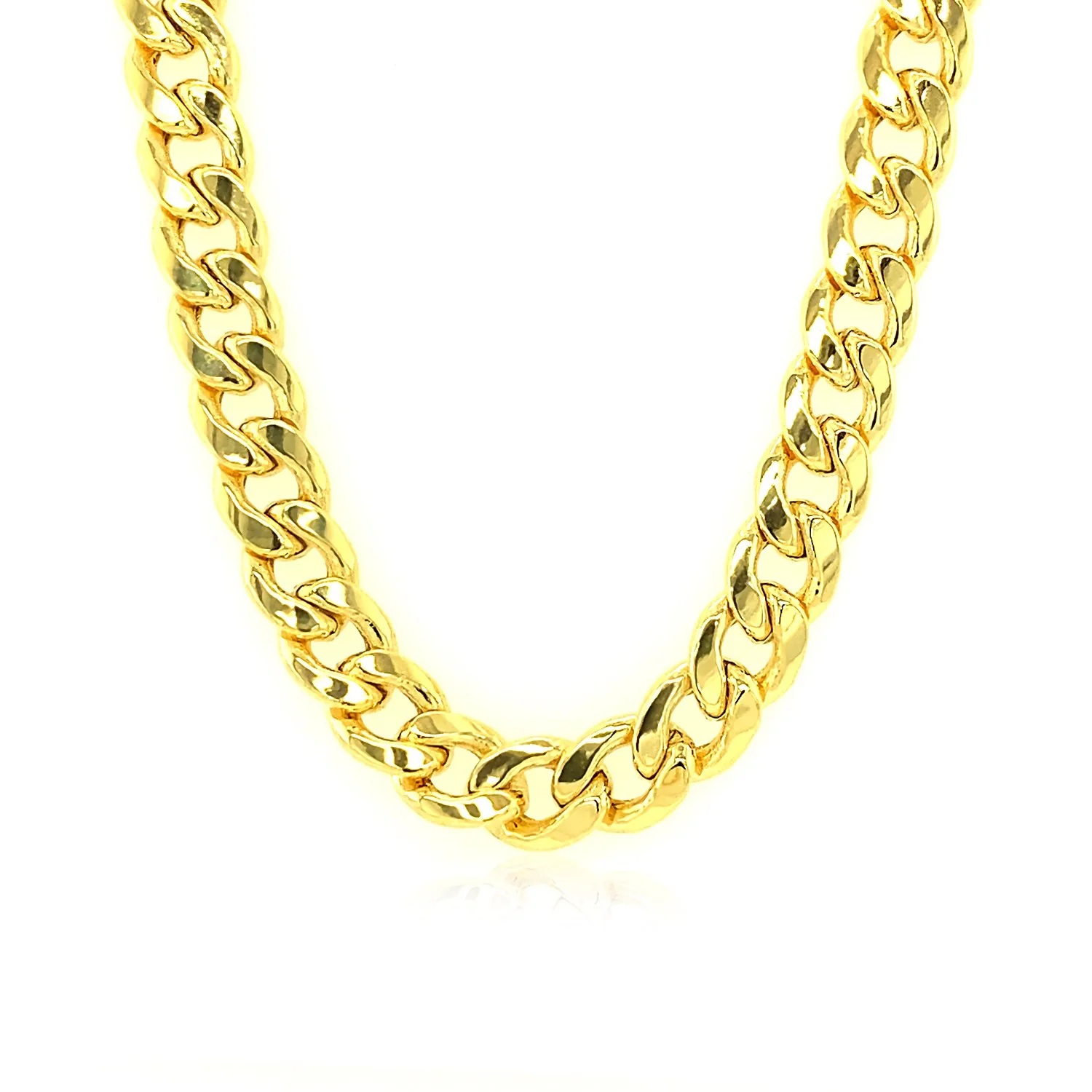 6.7mm 14k Yellow Gold Miami Cuban Semi Solid Chain - Image 2