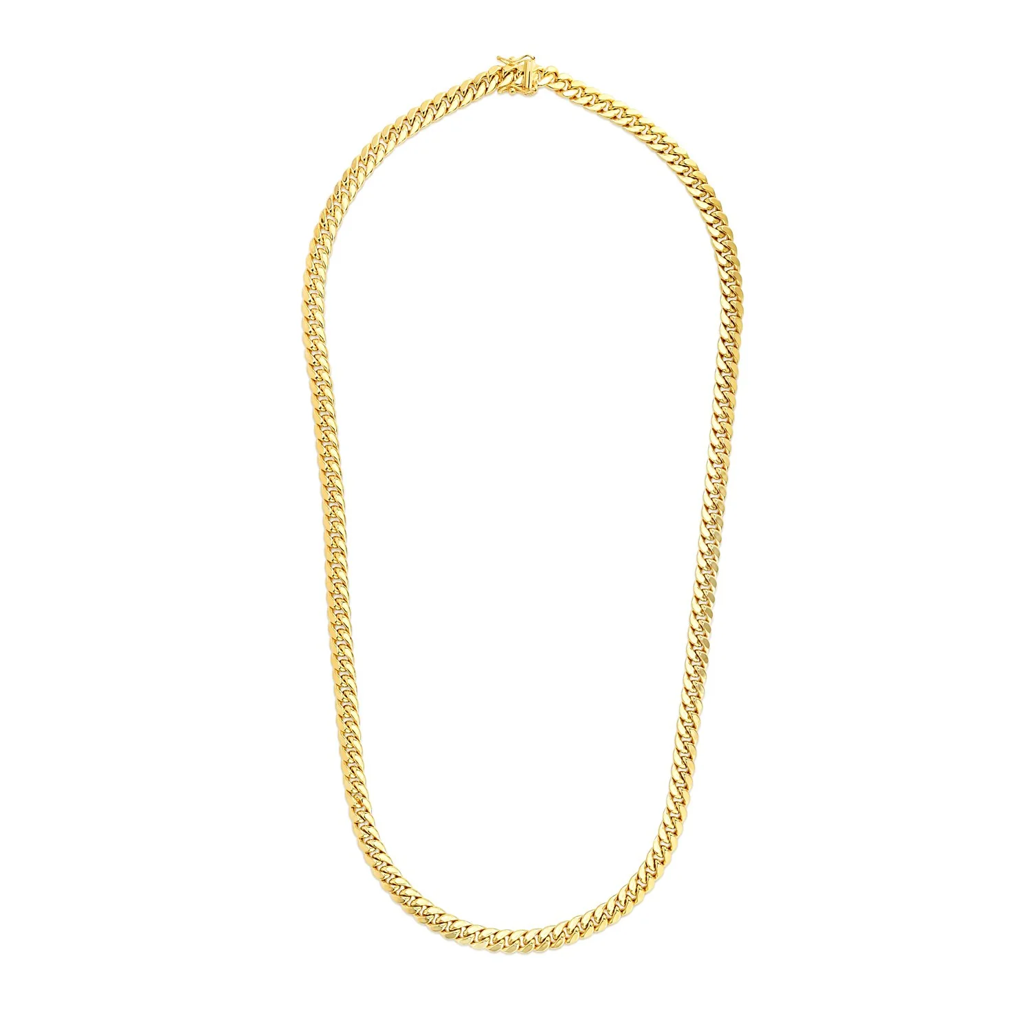 6.9mm 14k Yellow Gold Semi Solid Miami Cuban Chain - Image 2