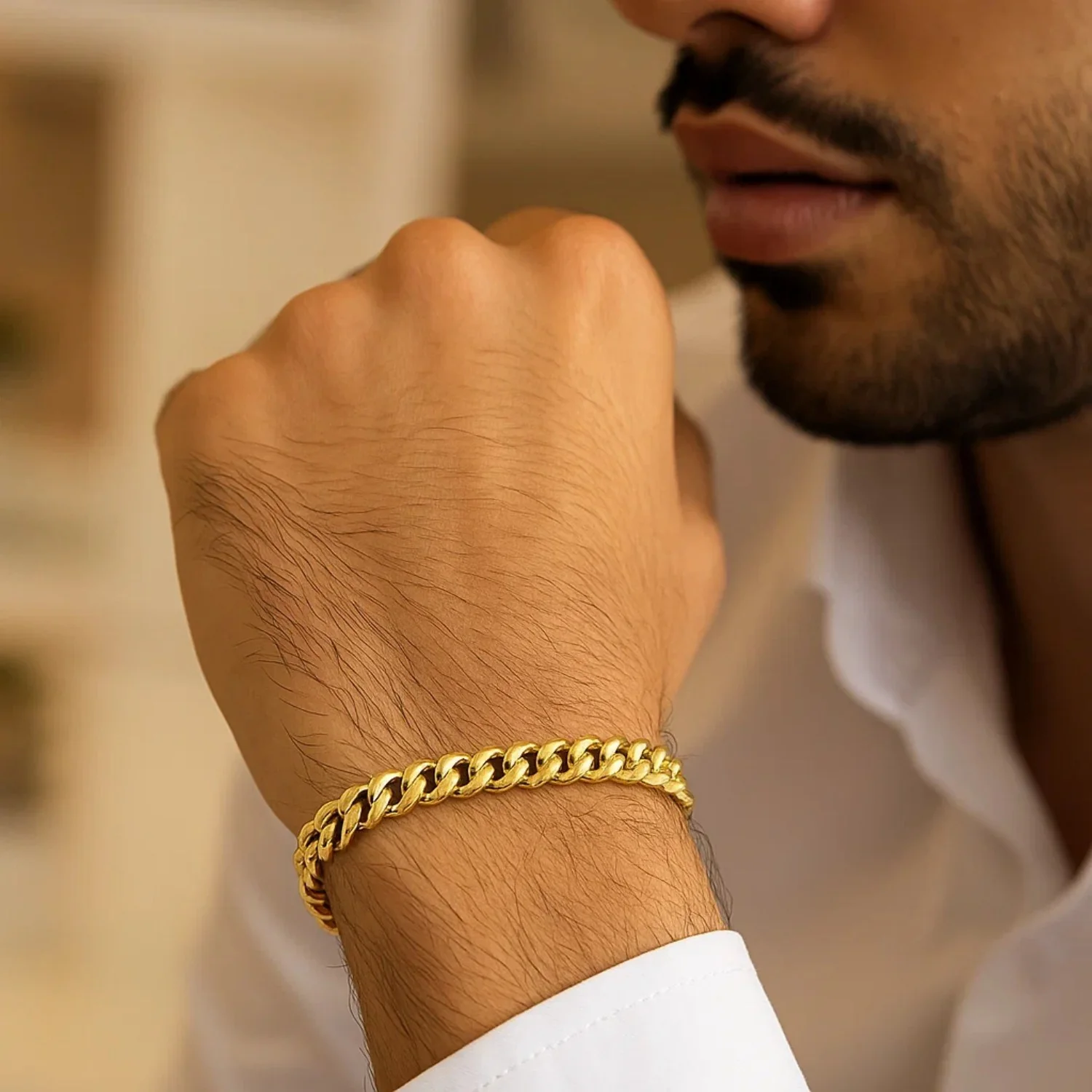 7.0mm 10k Yellow Gold Classic Miami Cuban Solid Bracelet - Image 4