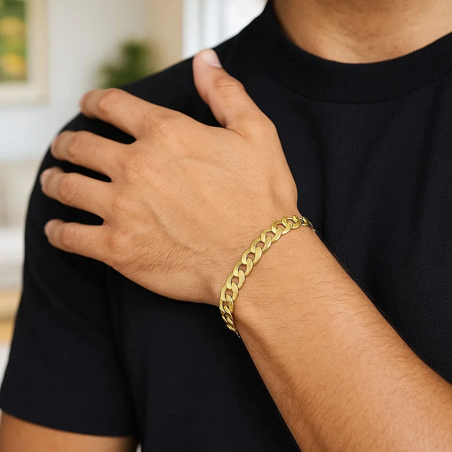 7.0mm 14k Yellow Gold Solid Curb Bracelet - Image 6