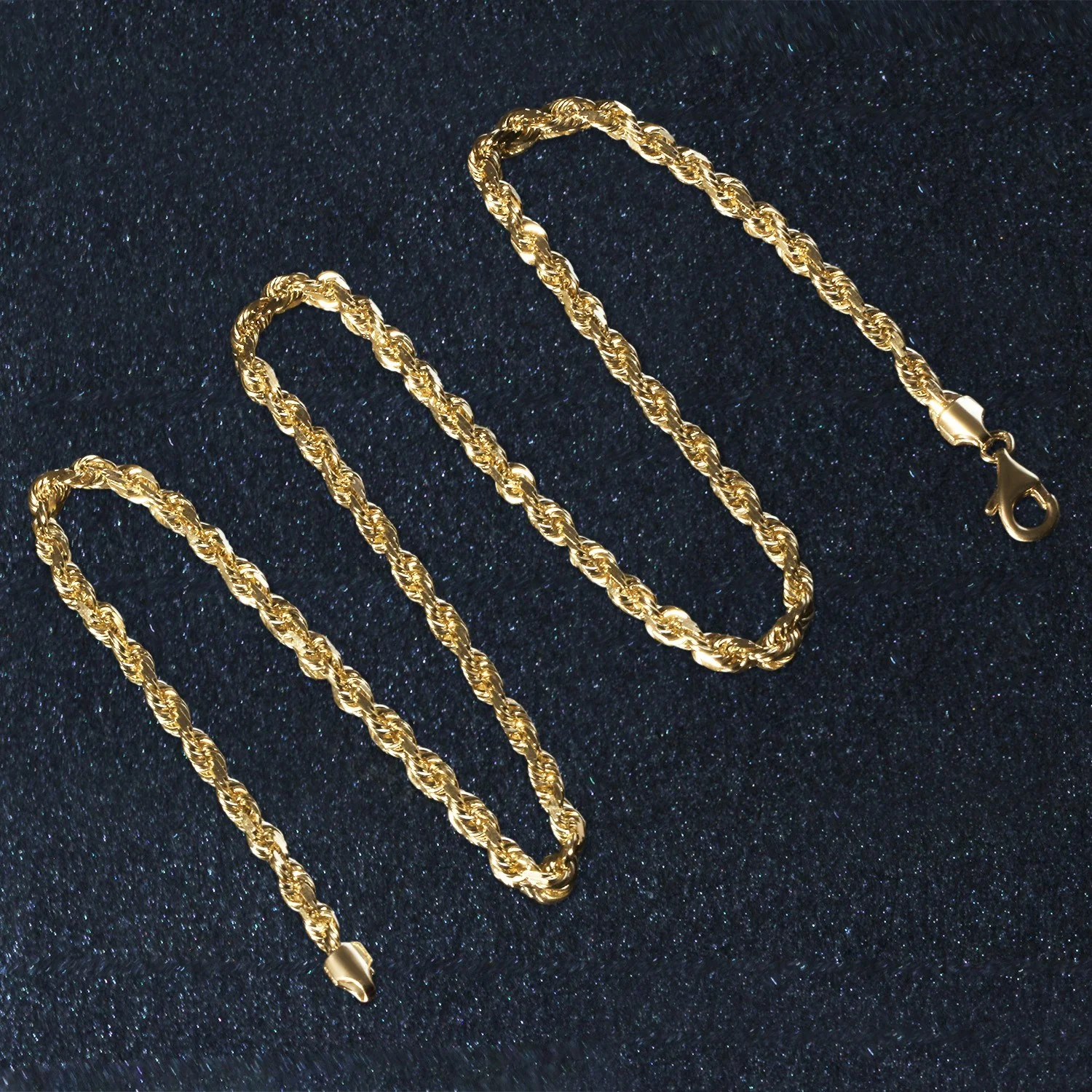 7.0mm 14k Yellow Gold Solid Diamond Cut Rope Chain - Image 4