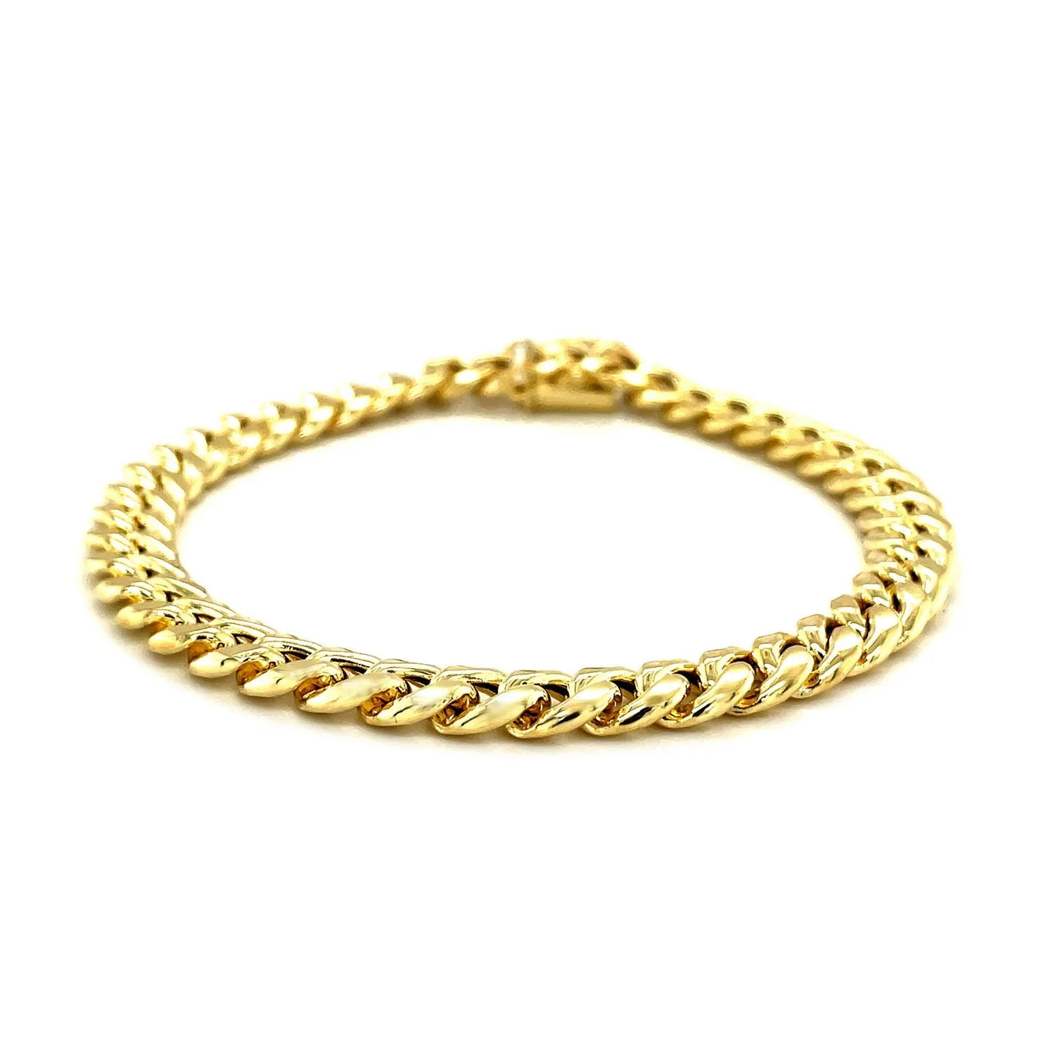 7.2mm 10k Yellow Gold Semi Solid Miami Cuban Bracelet - Image 2