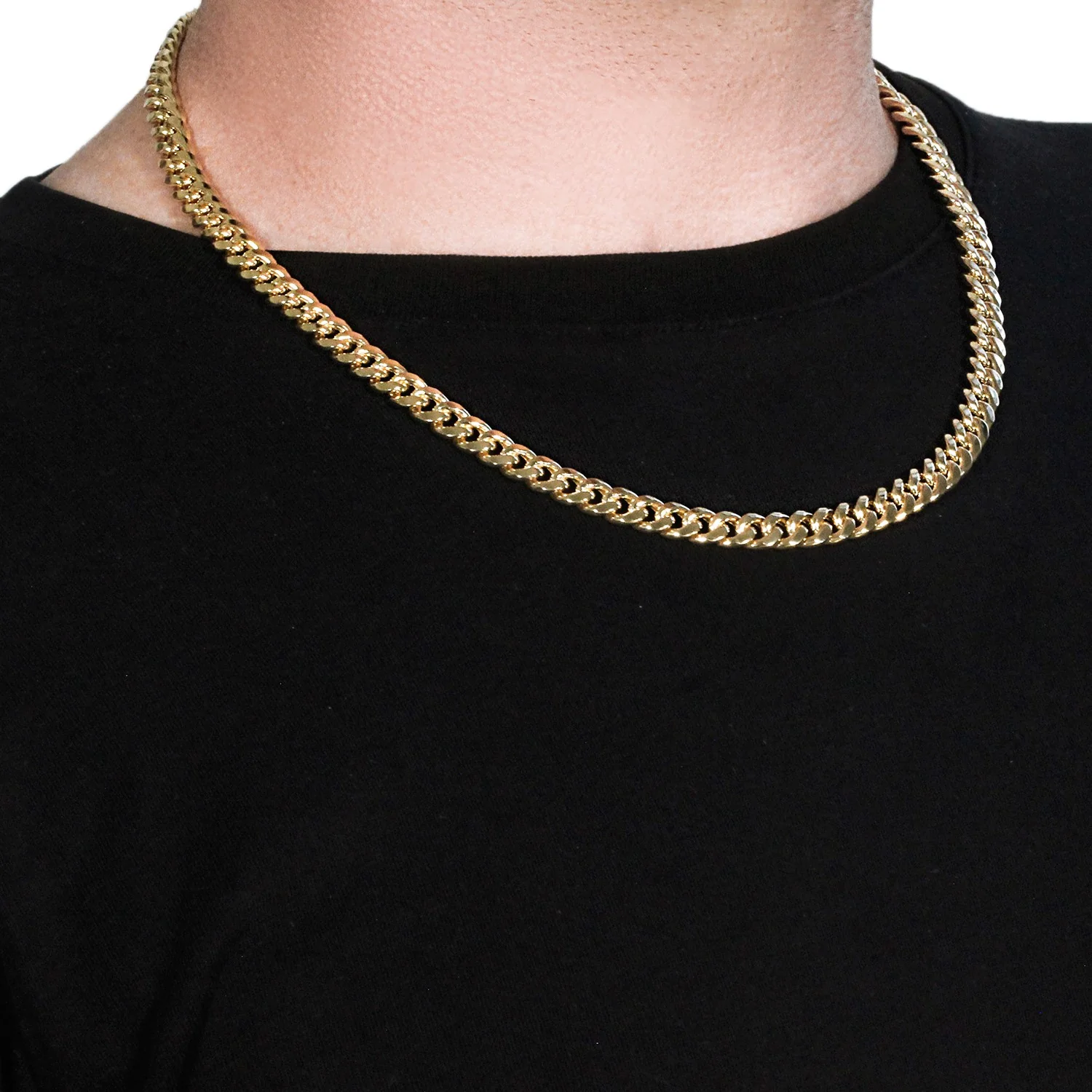 7.5mm 14k Yellow Gold Semi Solid Miami Cuban Chain - Image 12