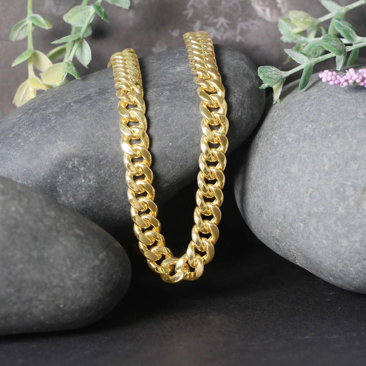 7.5mm 14k Yellow Gold Semi Solid Miami Cuban Chain - Image 4
