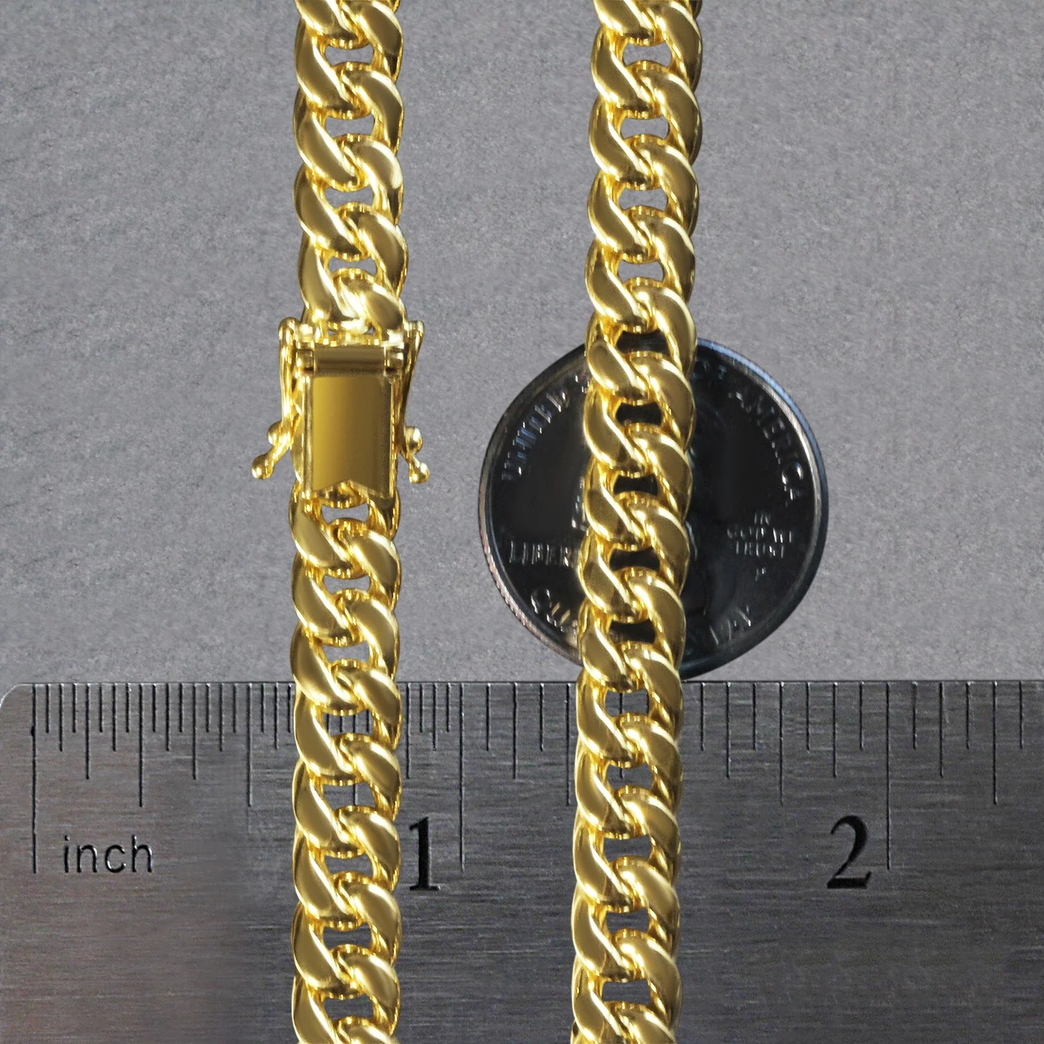 7.5mm 14k Yellow Gold Semi Solid Miami Cuban Chain - Image 7
