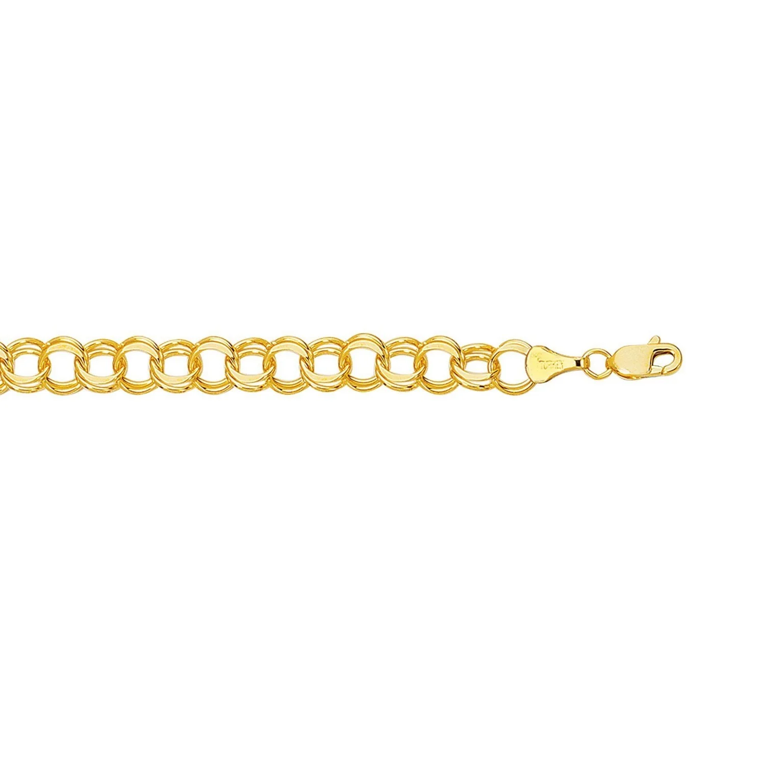 8.0 mm 14k Yellow Gold Solid Double Link Charm Bracelet - Image 2