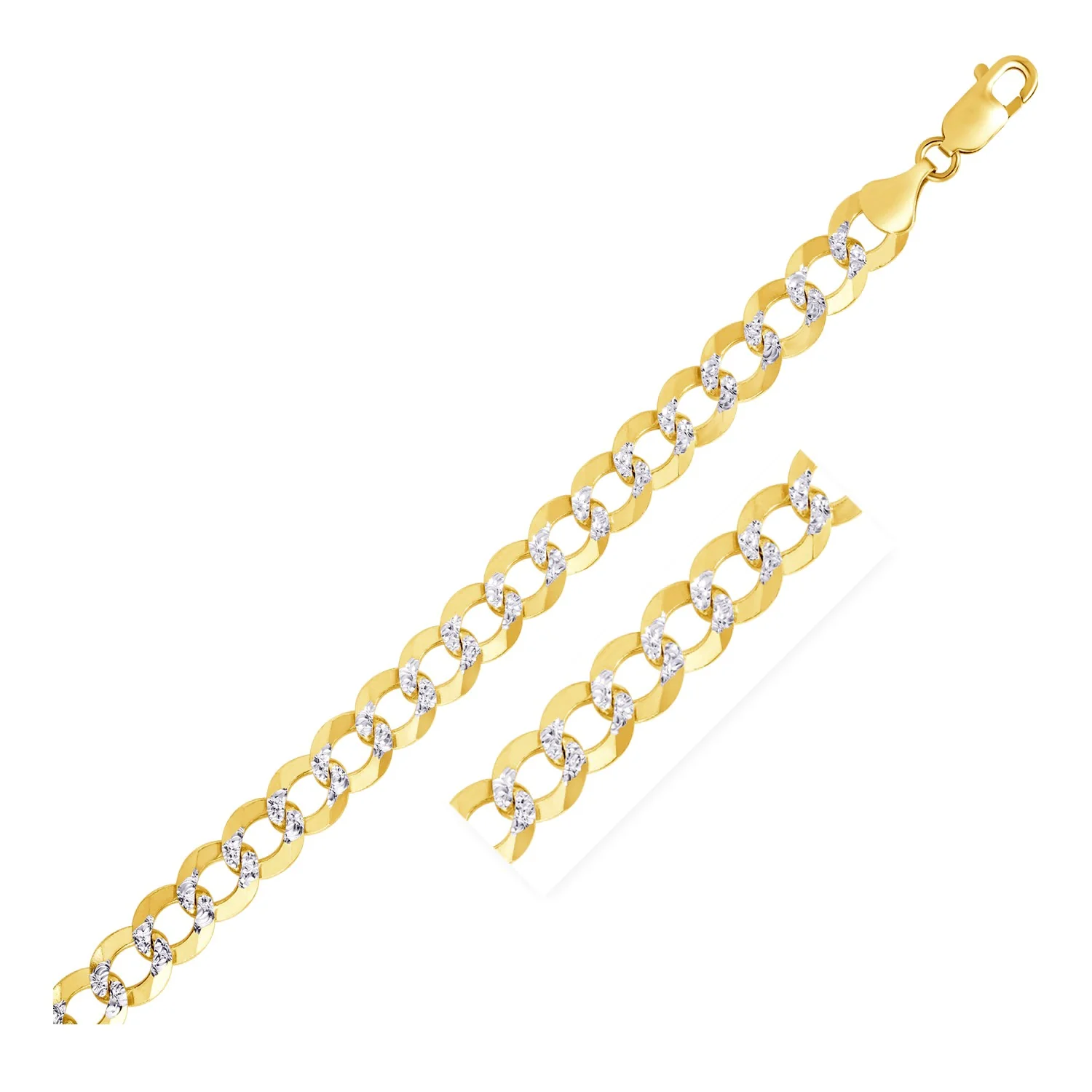 8.2 mm 14k Two Tone Gold Pave Curb Chain - Image 2
