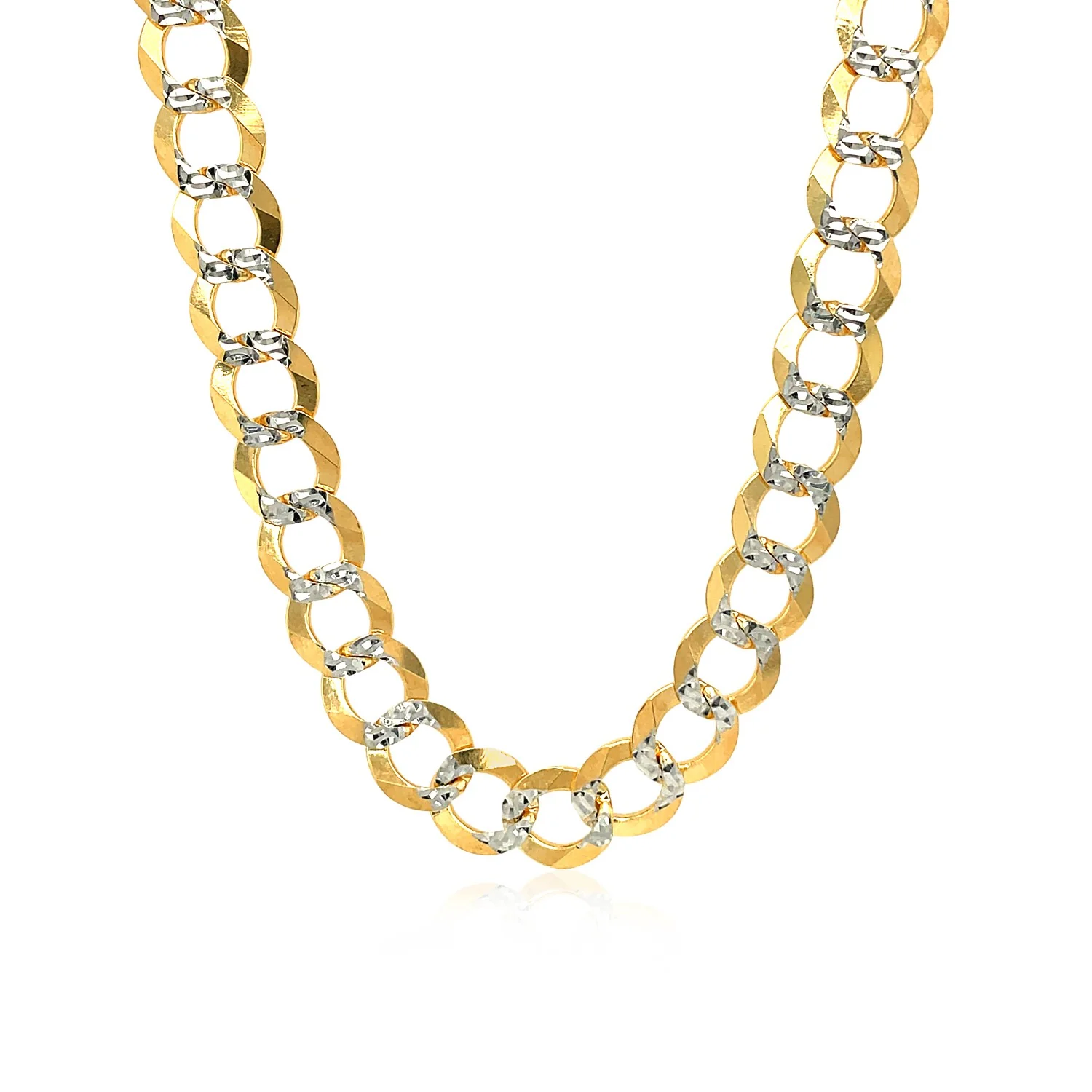 8.2 mm 14k Two Tone Gold Pave Curb Chain - Image 4