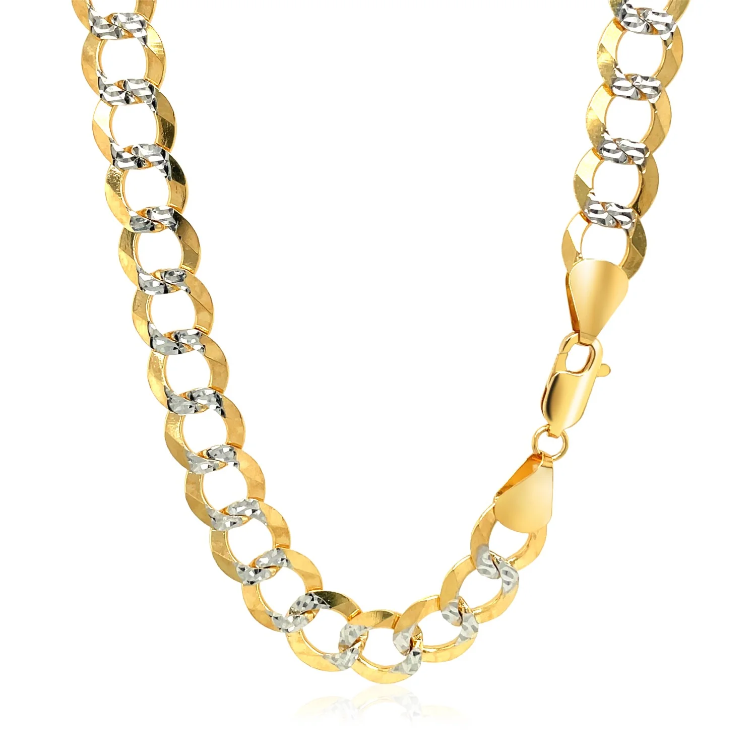 8.2 mm 14k Two Tone Gold Pave Curb Chain - Image 6