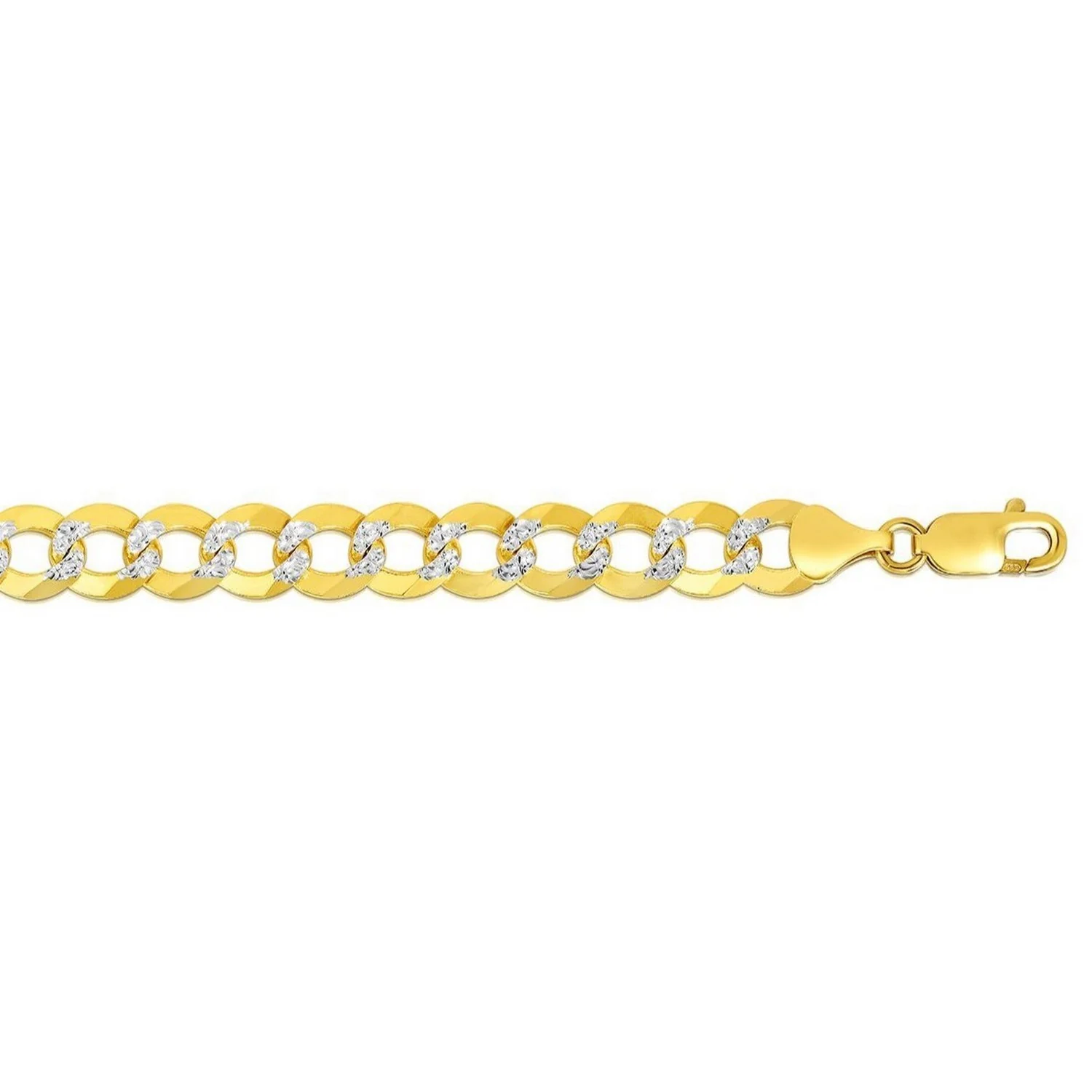 8.2 mm 14k Two Tone Gold Pave Curb Chain - Image 7