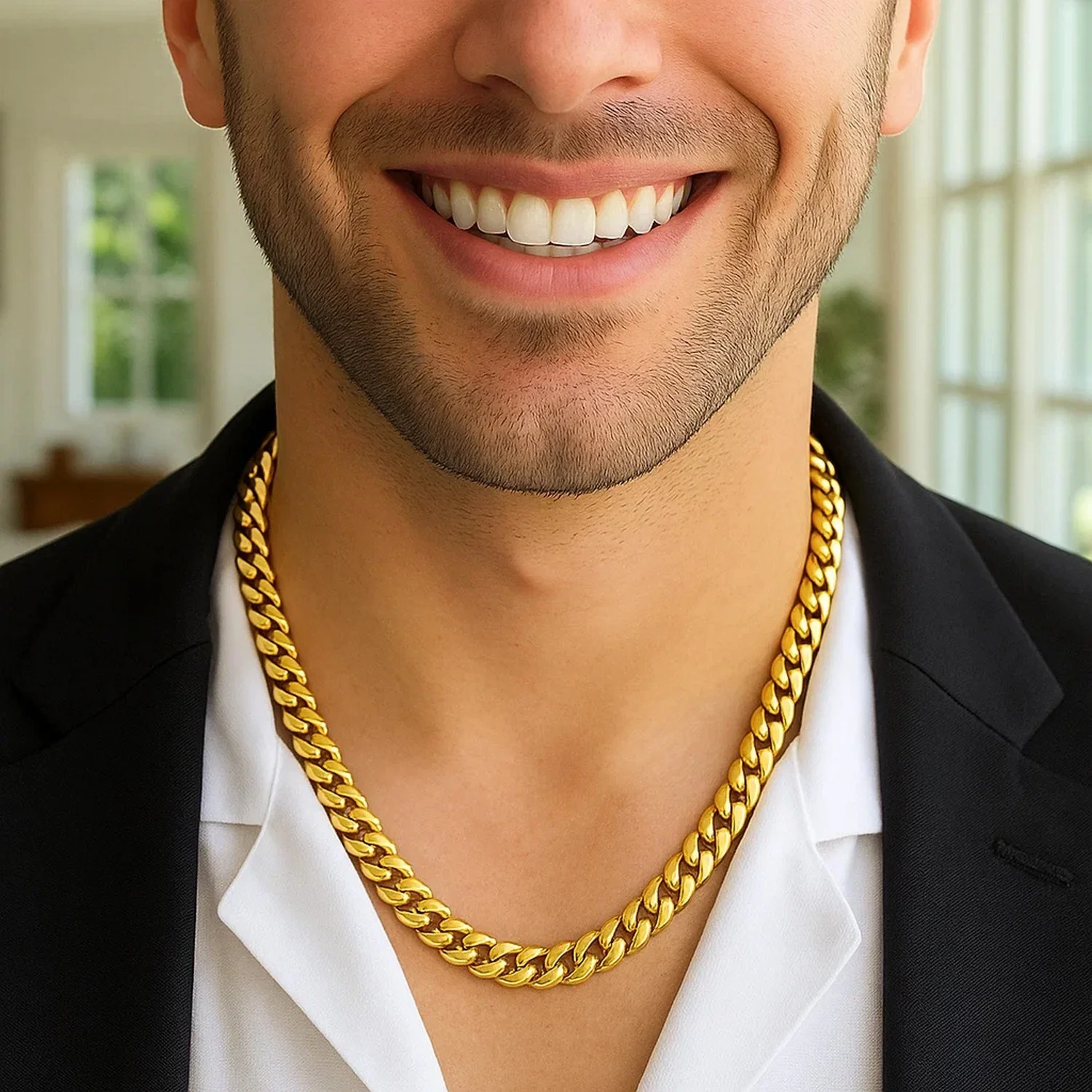 8.25mm 14k Yellow Gold Classic Miami Cuban Solid Chain - Image 2