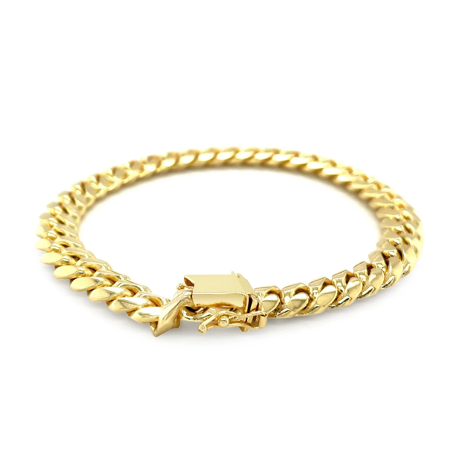 8.2mm 10k Yellow Gold Classic Miami Cuban Solid Bracelet - Image 2