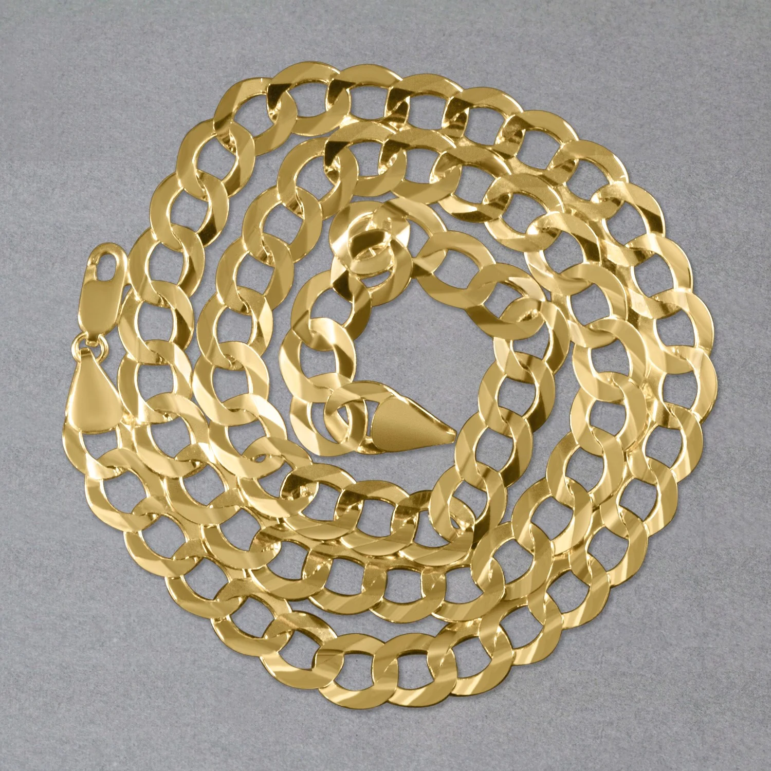 8.2mm 14k Yellow Gold Solid Curb Chain - Image 5