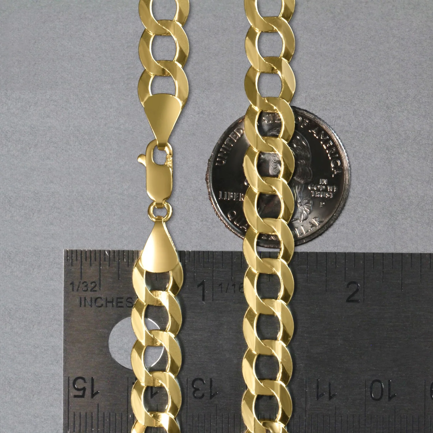 8.2mm 14k Yellow Gold Solid Curb Chain - Image 6