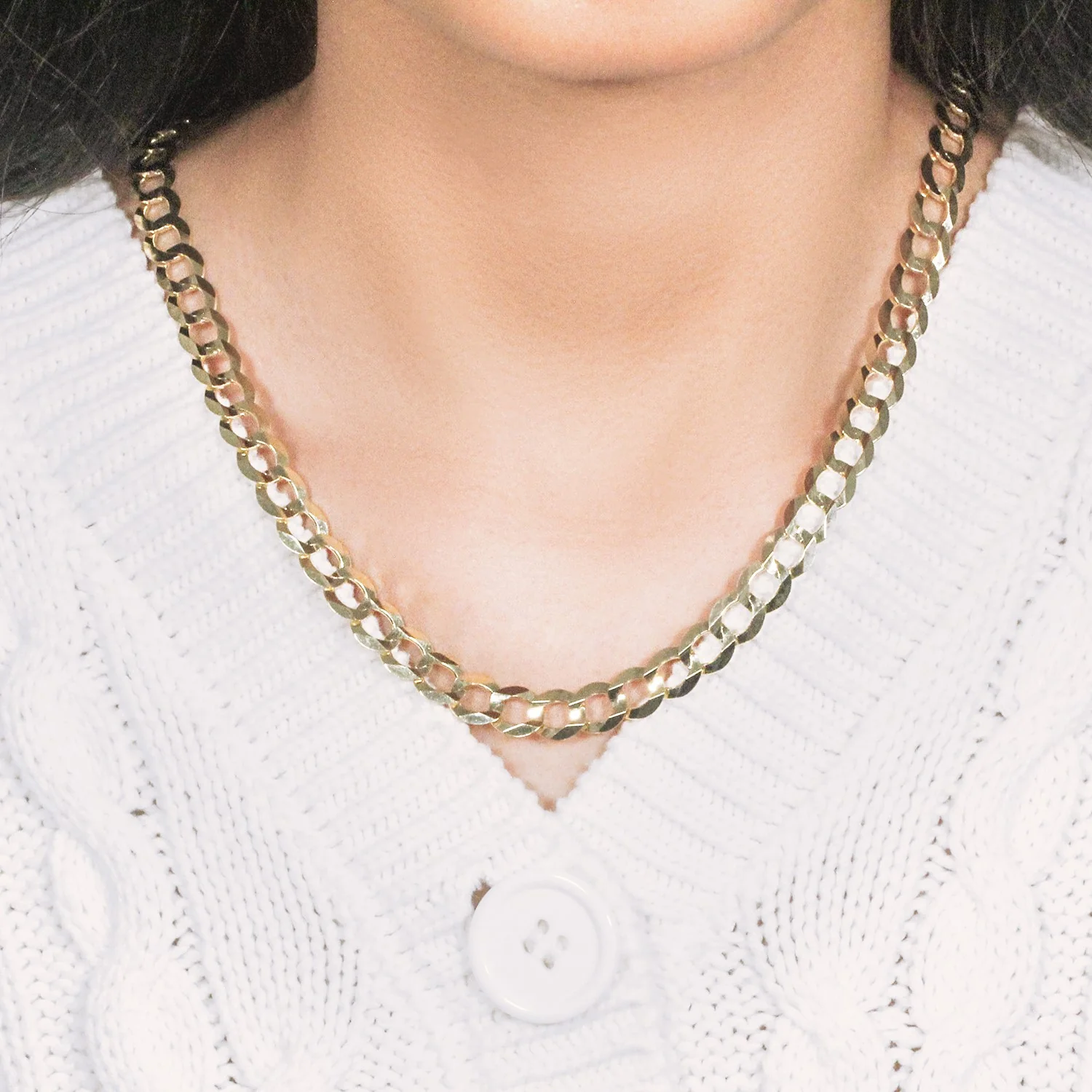 8.2mm 14k Yellow Gold Solid Curb Chain - Image 8