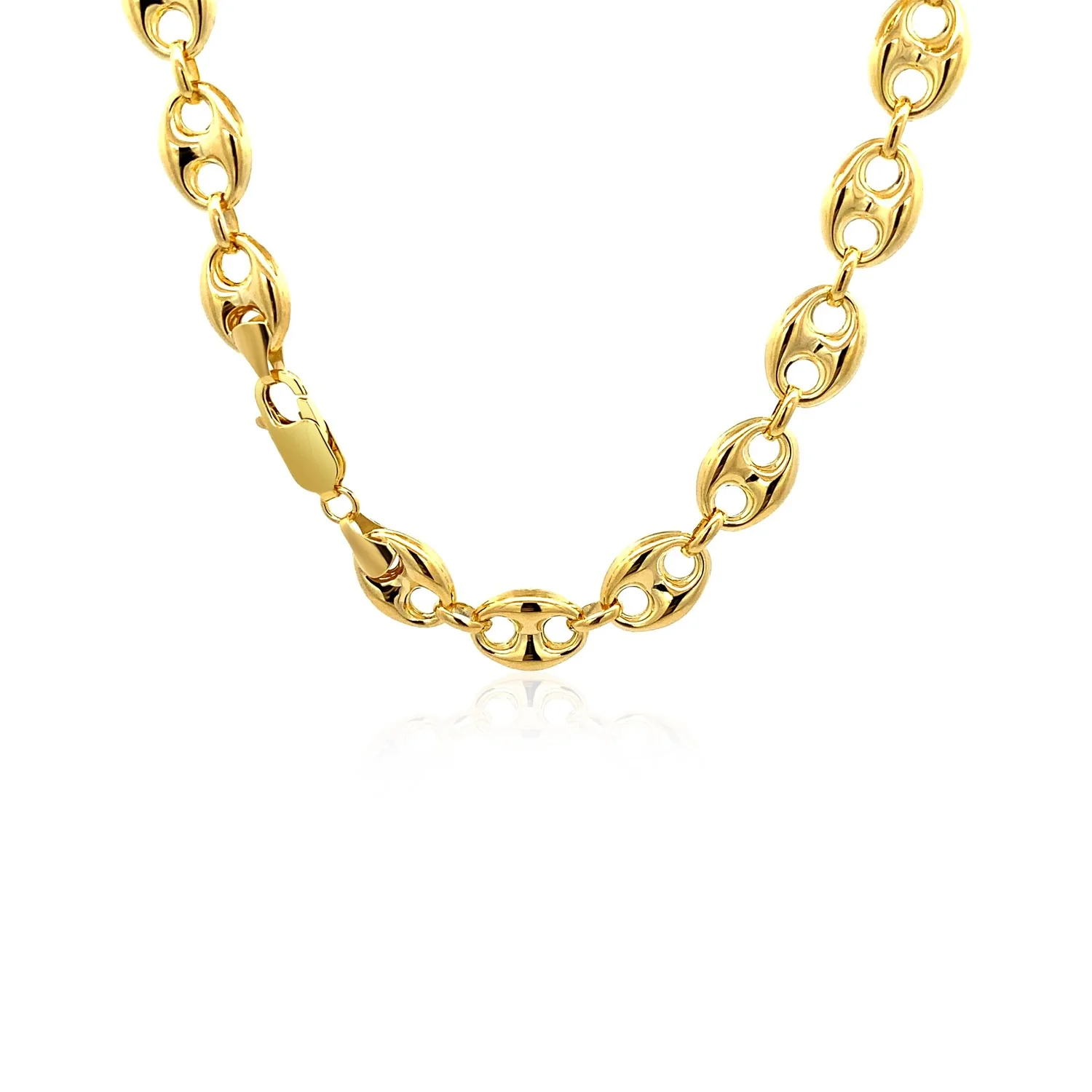 9.0mm 14k Yellow Gold Puffed Mariner Link Chain - Image 10