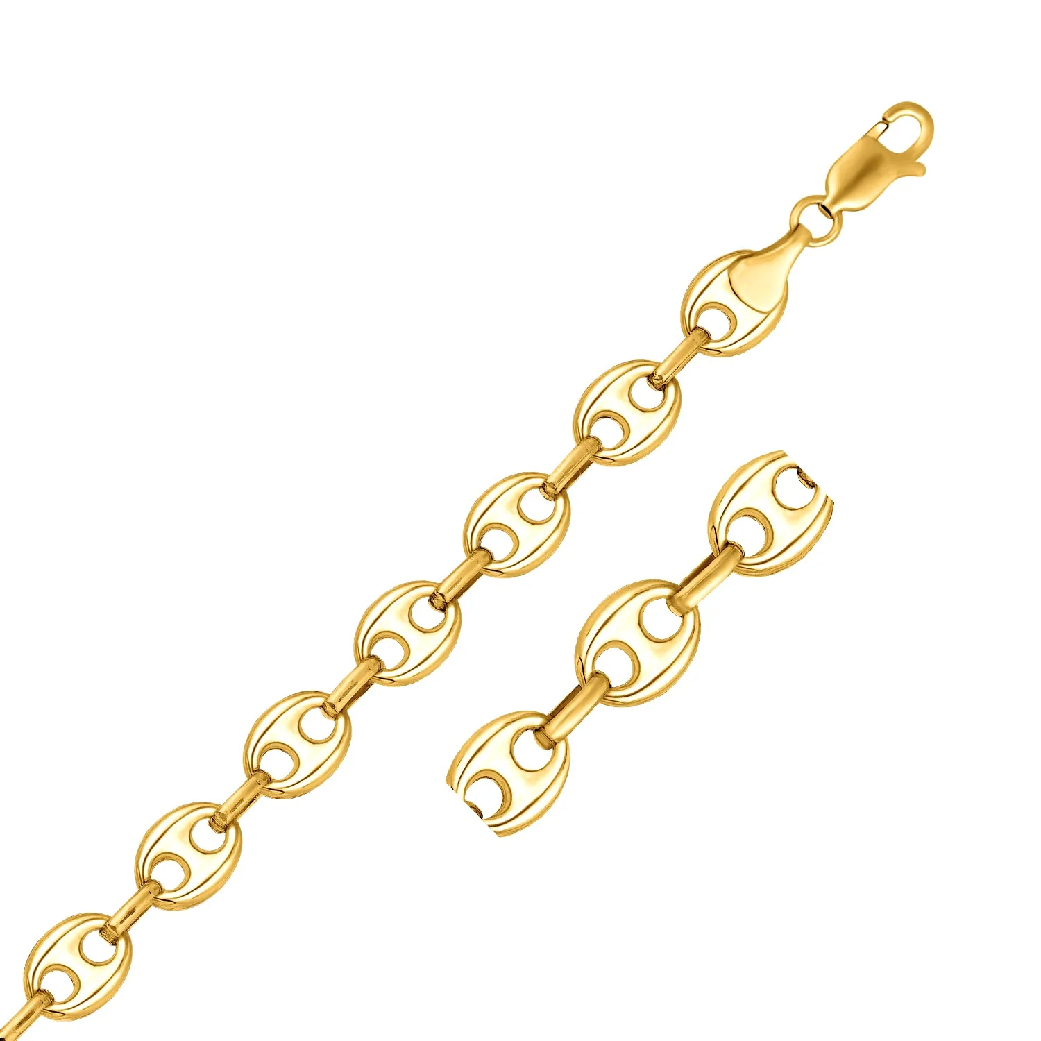 9.0mm 14k Yellow Gold Puffed Mariner Link Chain - Image 6