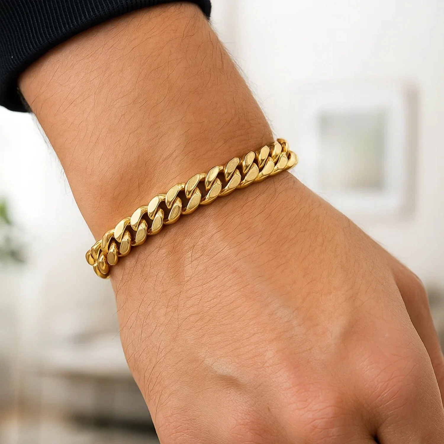 9.0mm 14k Yellow Gold Semi Solid Miami Cuban Bracelet - Image 4