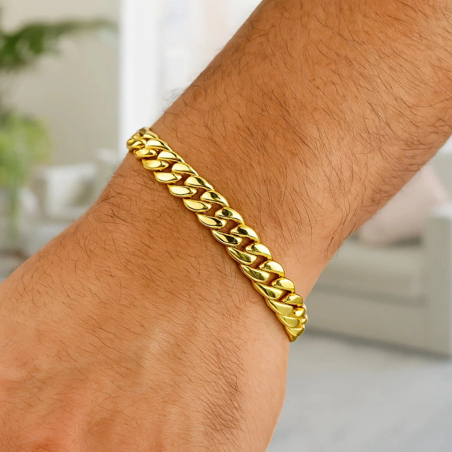 9.0mm 14k Yellow Gold Semi Solid Miami Cuban Bracelet - Image 5
